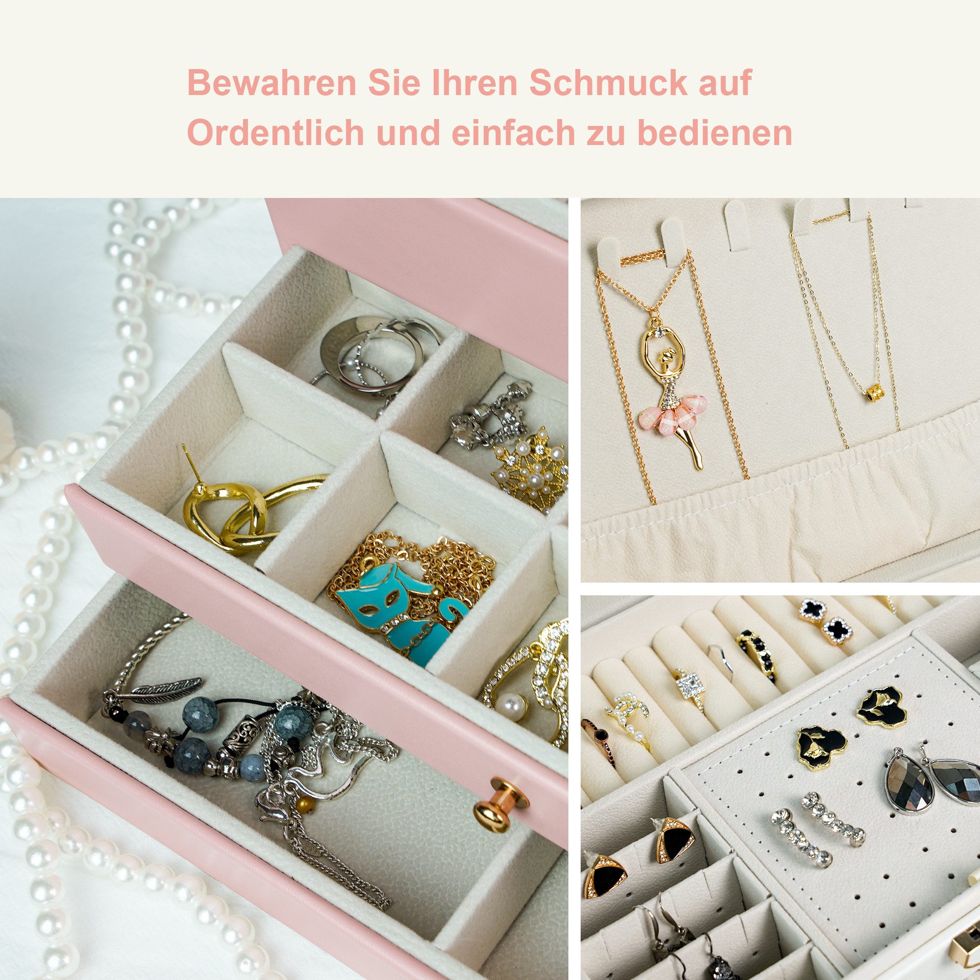 AdelDream Schmuckkasten AdelDream Schmuckkasten dreistöckige Schmuckbox – Bild 5 von 5