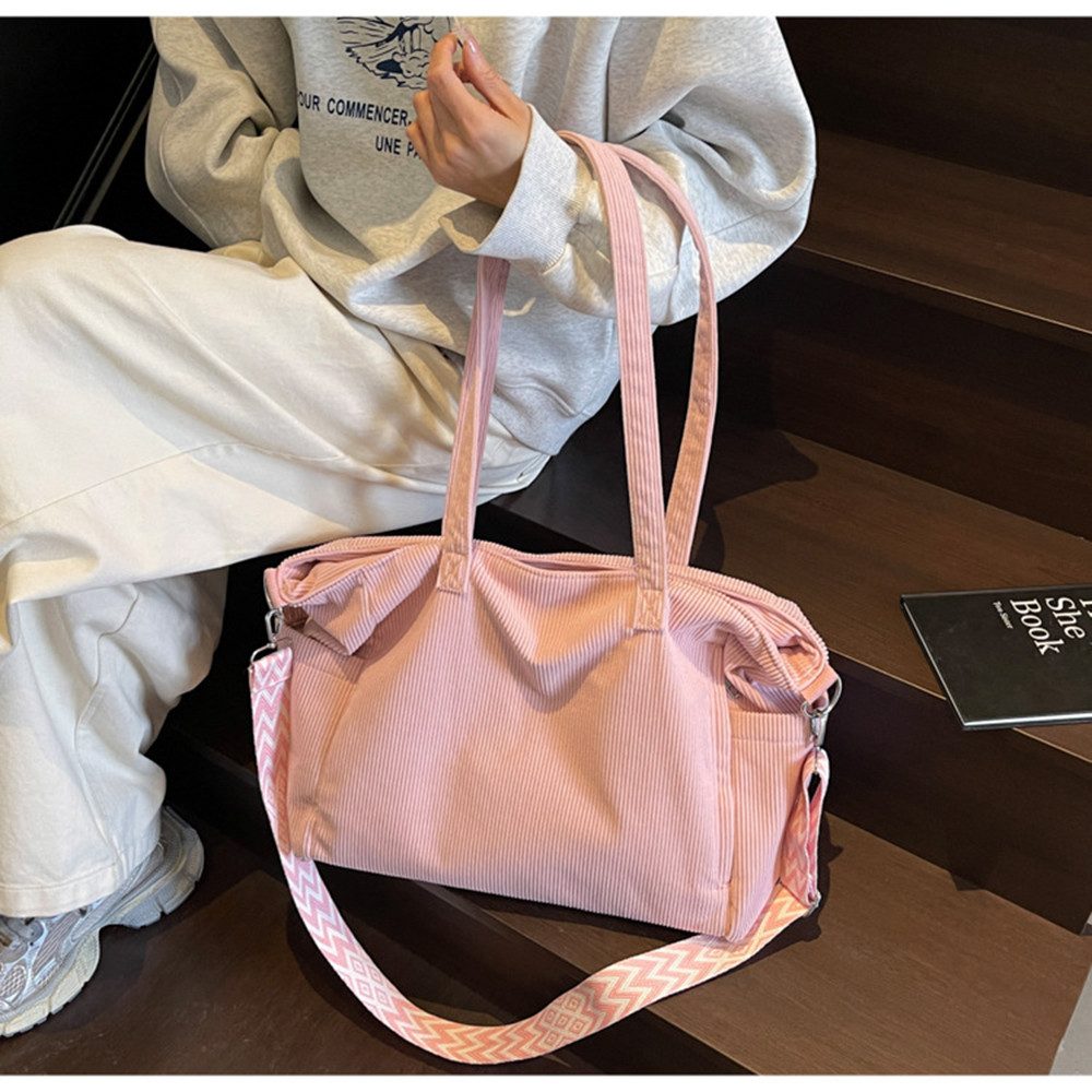 Cachito Schultertasche Damen Umhängetasche Groß Shopper Handtasche Cord Tote Bag Reisetasche, für Arbeit Büro Reisen Einkaufen Schule Strand