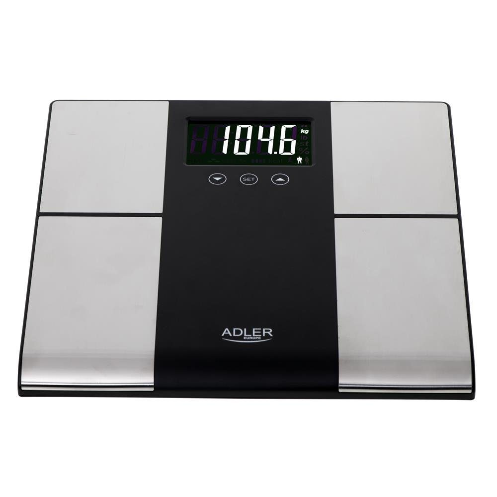 Adler Personenwaage AD 8165, bis 225 kg, digital, großes LCD-Display, silber