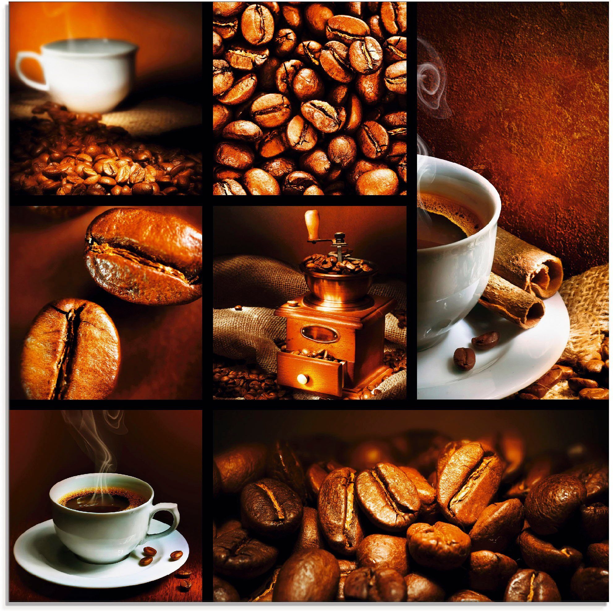 Artland Glasbild Kaffee Collage, Getränke (1 St), in verschiedenen Größen | Bilder