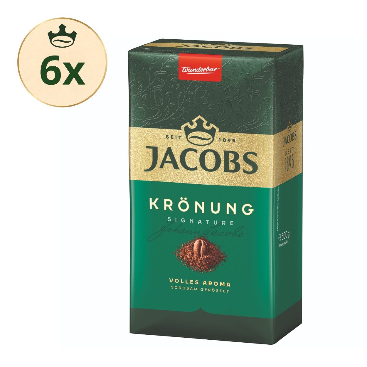 JACOBS Kaffee Filterkaffee Krönung Röstkaffee klassich 6 x 500 g, 3000 g, (Packung, 6er pack)