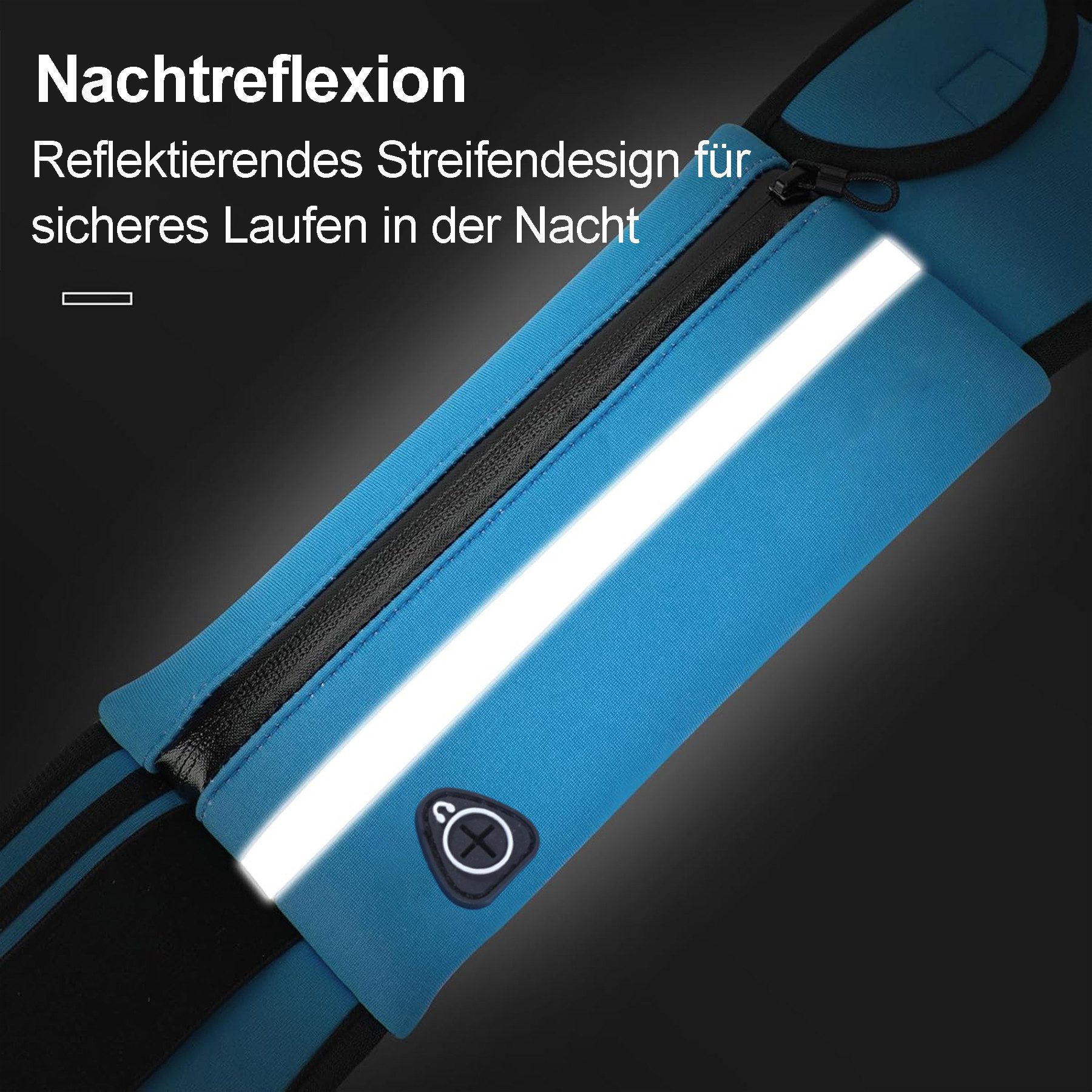 Mutig Bauchtasche Damen Herren Bauchtasche, Laufgürtel Hüfttasche (Jogging Sporttasche mit Trinkflasche und Kopfhöreranschluss, Wasserdicht und Reflektierend), Verstellbarer Sportgürtel für Laufen Wandern Radfahren