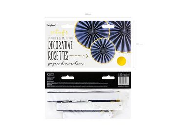 partydeco Papierrosette, Deko Papier Rosetten 23-40cm marineblau gold 3er Set