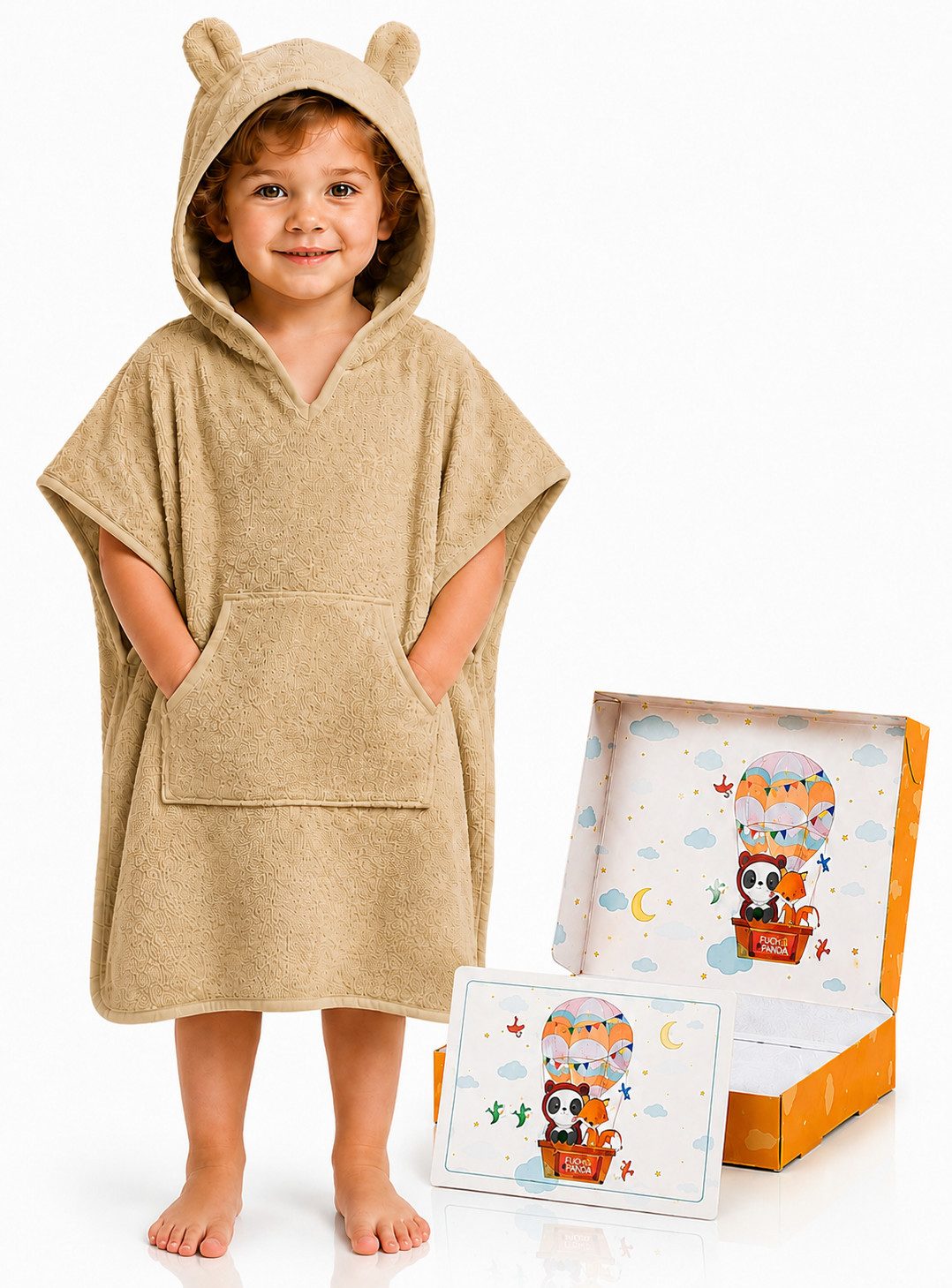 Fuchs & Panda Badeponcho Kuscheliger Badeponcho Baby und Kinder (0-6Jahre) aus 100% Bambus, 100% Bambus: Antimikrobiell, Atmungsaktiv, Hypoallergen, Superweich