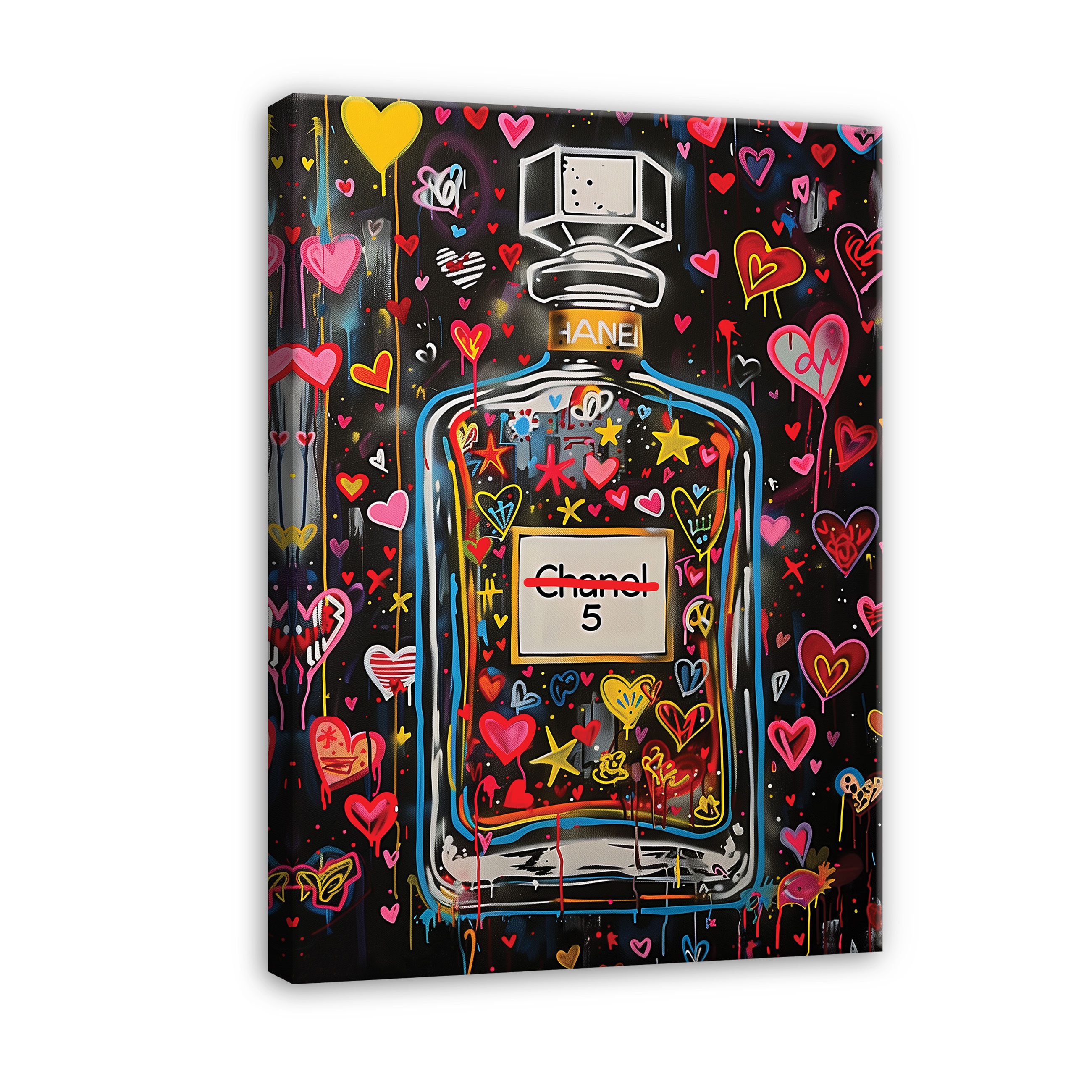 Wallarena Leinwandbild Bilder Parfüm Coco Art Herzen Bild Wandbild XXL Lein günstig online kaufen
