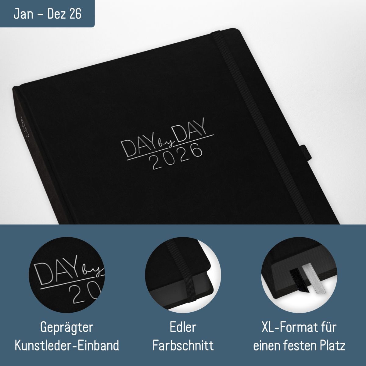 Häfft Terminkalender Tagesplaner Organizer Day by Day Maxi 2026 / A4+