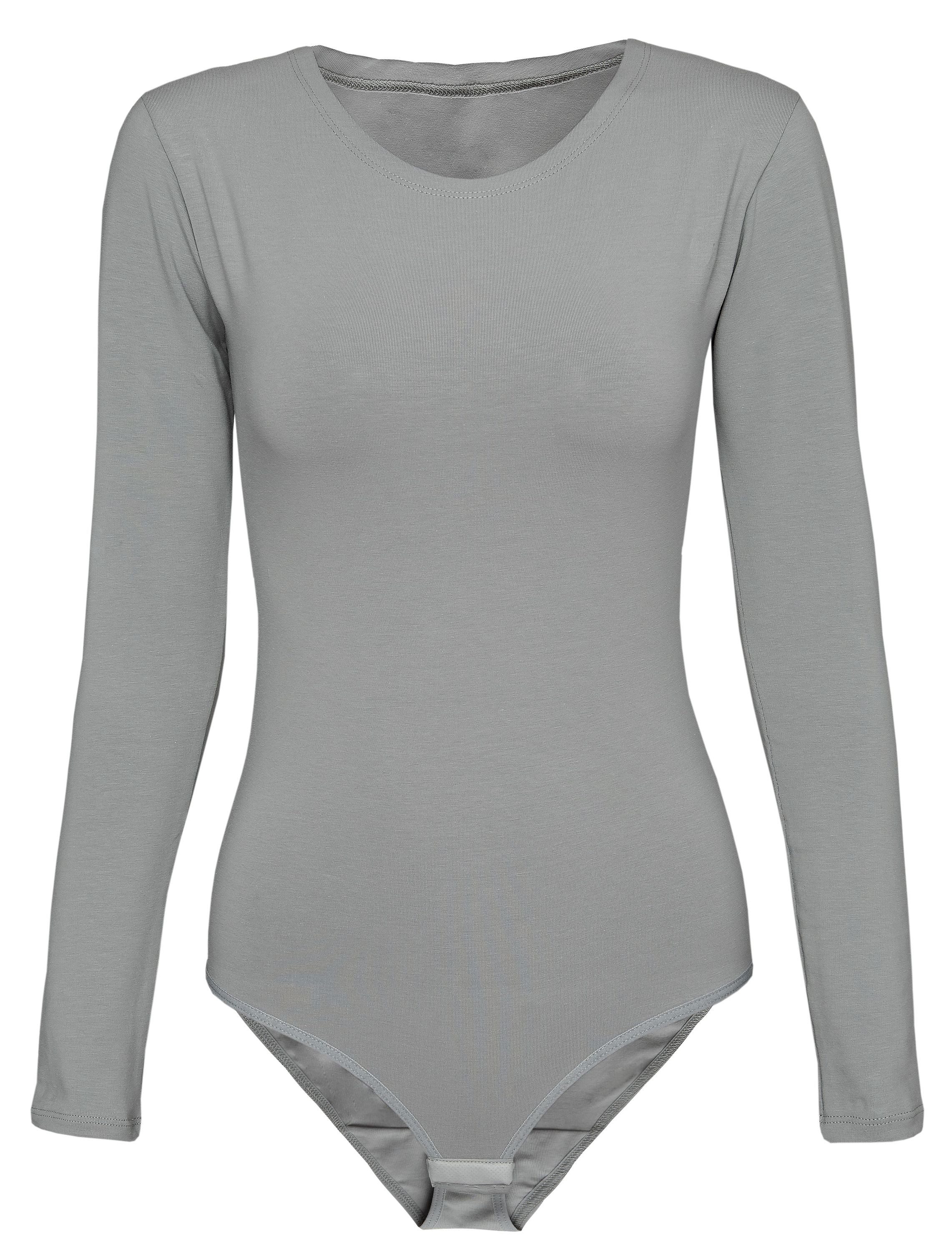 Evoni Body für Damen Langarm Blusenbody mit Rundhals