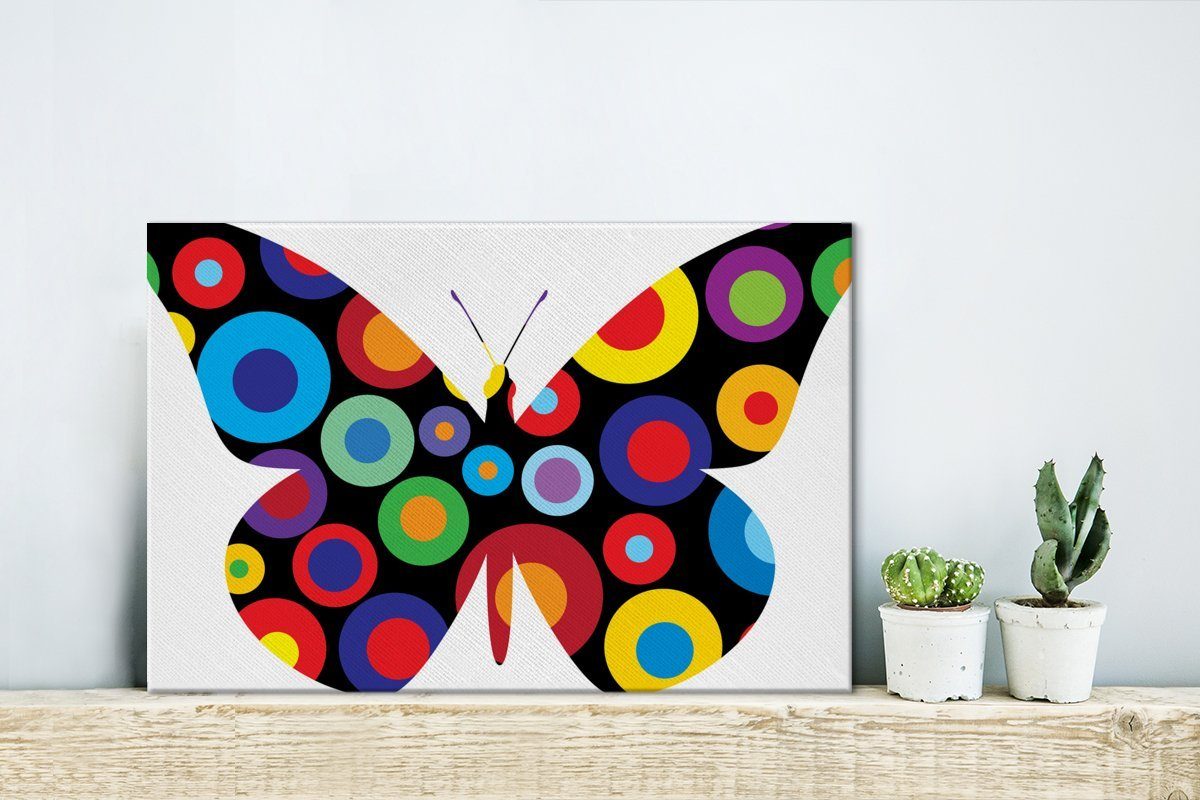 OneMillionCanvasses® Leinwandbild Eine Illustration eines 30x20 St), dekorativen Schmetterlings, Leinwandbilder, Wanddeko, Aufhängefertig, cm Wandbild (1