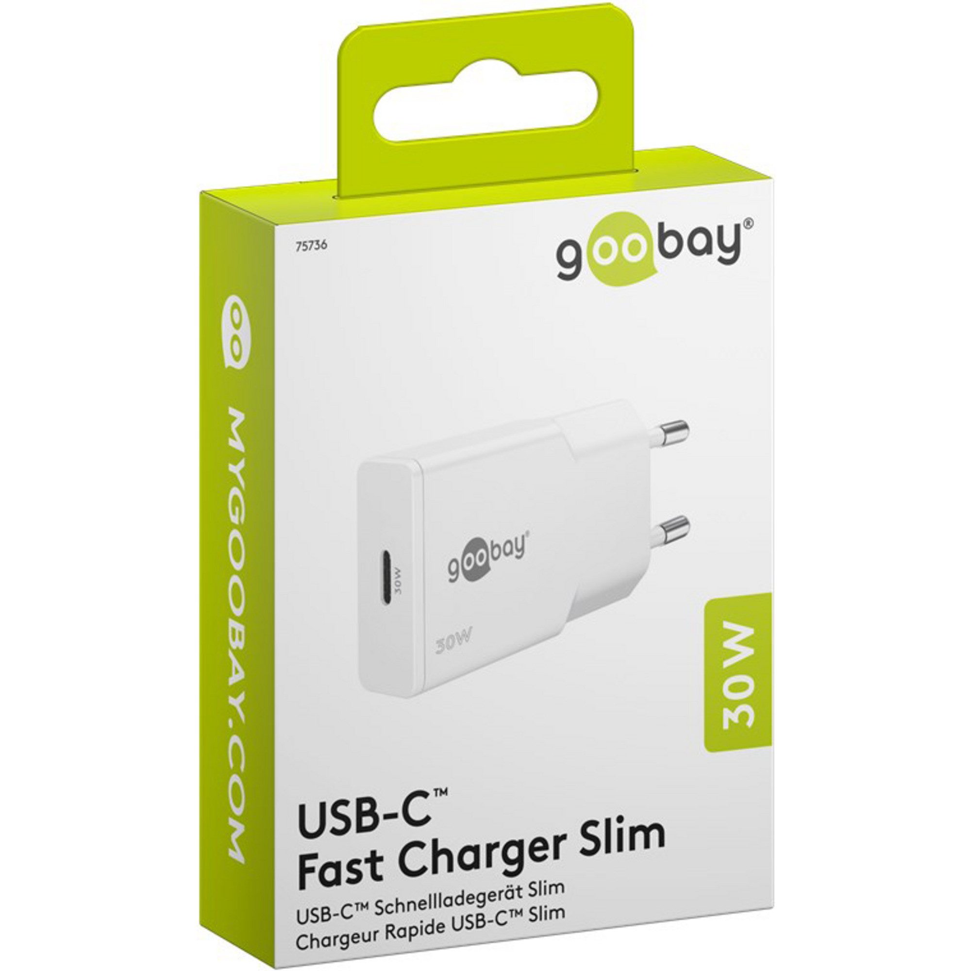 Goobay goobay USB-C PD GaN Schnellladegerät Slim (30 W), Netzteil
