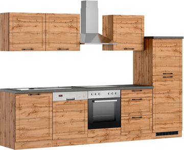 Kochstation Küchenzeile KS-Lani, mit MDF-Fronten, Breite 300 cm, wahlweise mit E-Geräten, Höhen-Ausgleichsfüße 0-4 cm