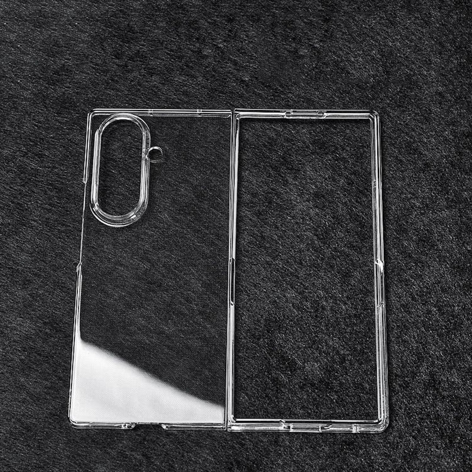 Wigento Handyhülle Stoßfest Kunststoff TPU für Samsung Galaxy Z Fold7 5G Transparent, Klare Hartschalen Hülle mit passgenauer Aussparung