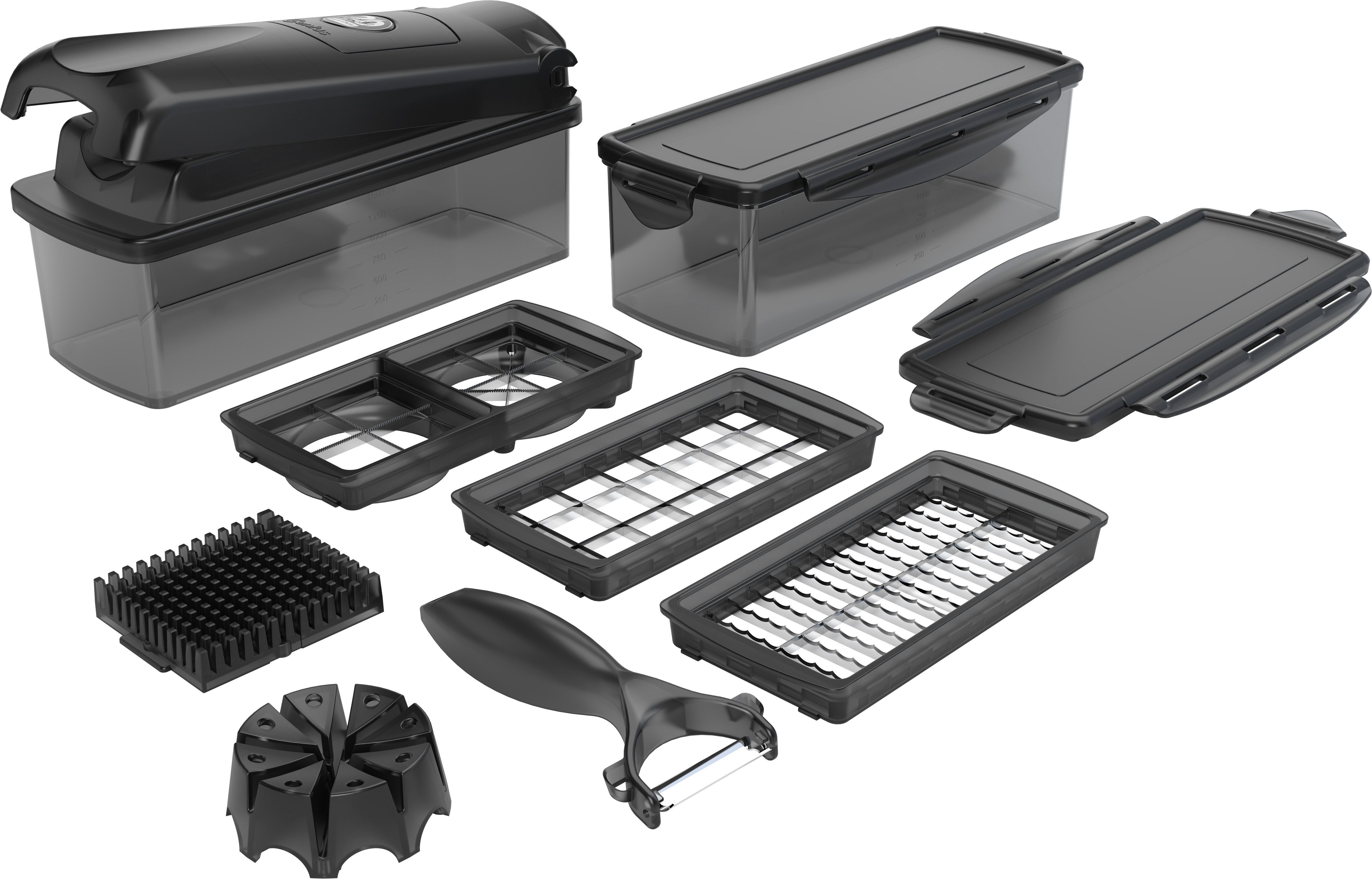 Genius Gemüseschneider Nicer Dicer Plus Jubiläums-Edition, Set 13-tlg., Zerkleiner mit XXL- Messereinsätze