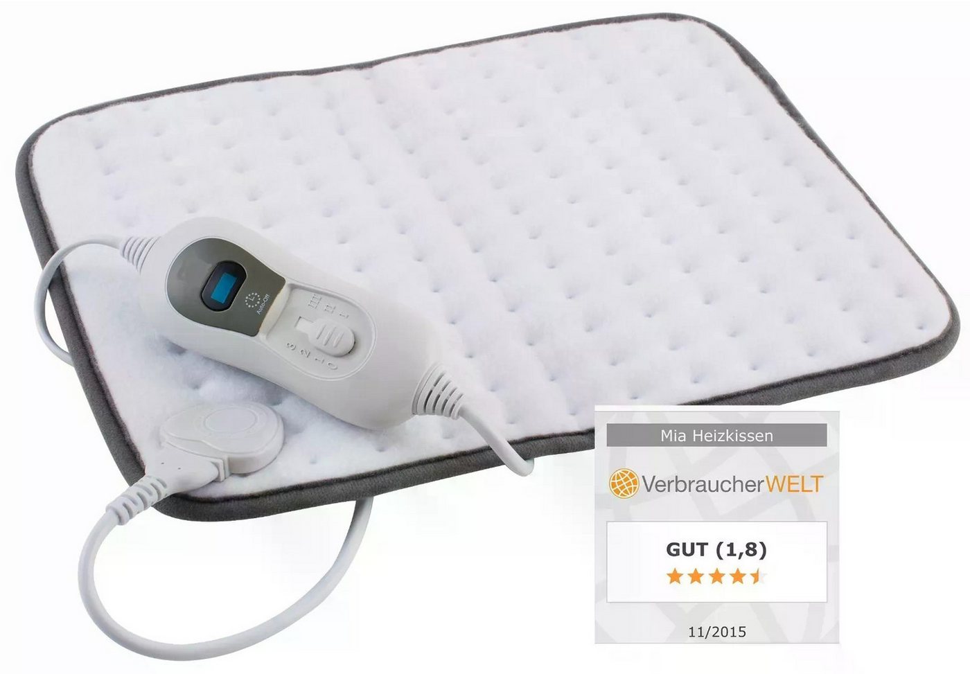 JUNG Heizkissen Mia Wärmekissen, flauschig, weich, 3 Stufen 100W, extra langes Kabel, pflegeleicht & hygenisch