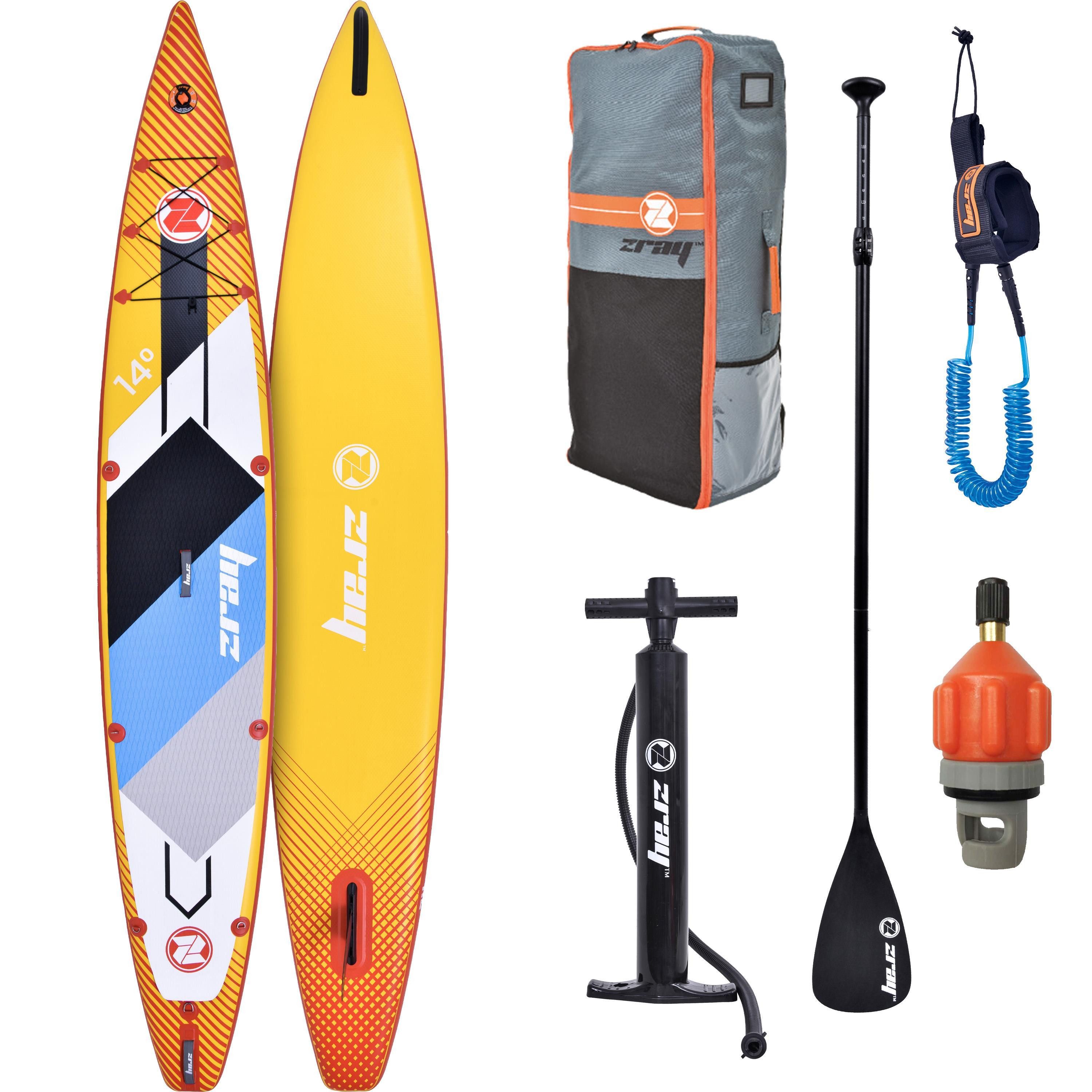 zray Inflatable SUP-Board R2 Rapid Pro Racing Stand up Paddle Komplettset 426x71x15 cm gelb, Racing, (Starkes Racing-SUP für Anfänger und Fortgeschrittene, 6 tlg., Stand Up Paddling Board Komplettset), für alle Gewässer geeignet