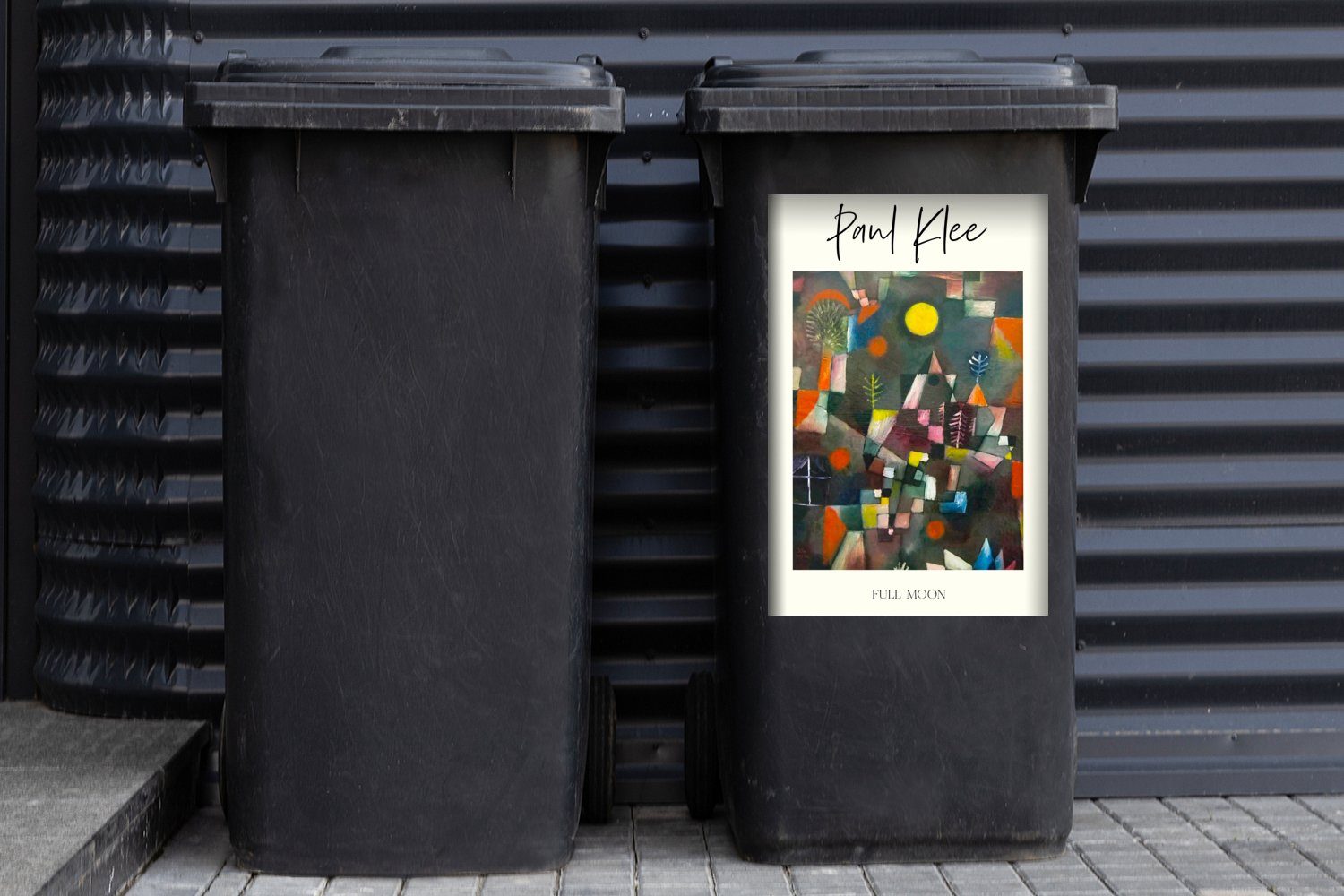St), Container, - Wandsticker Vollmond Sticker, Kunst Abfalbehälter (1 Mülltonne, - Mülleimer-aufkleber, MuchoWow Paul Klee