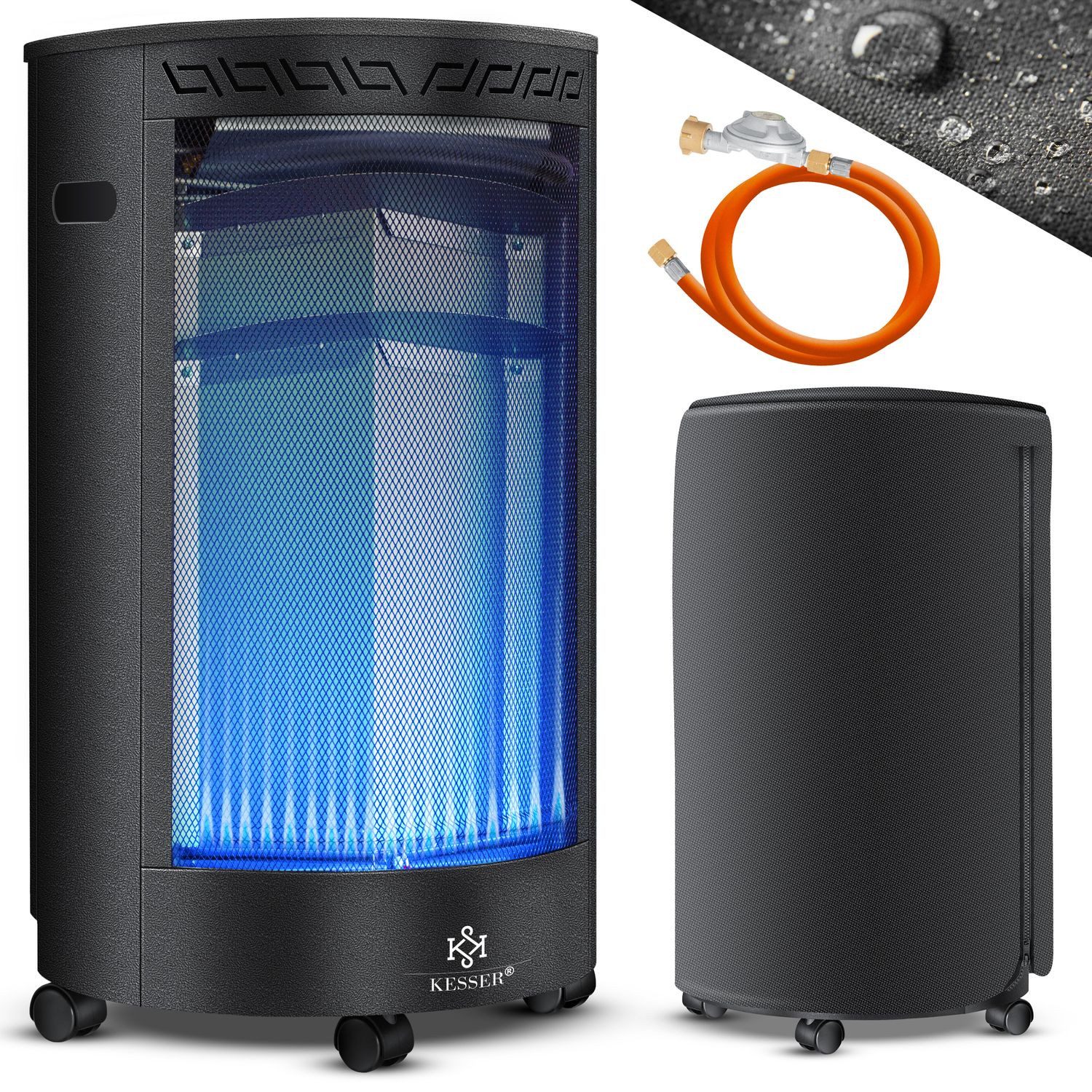KESSER Wärmewelle, 4200 W, Gasheizer Keramik Gas Heizer 4200 Watt Heizstrahler + Gasdruckregler