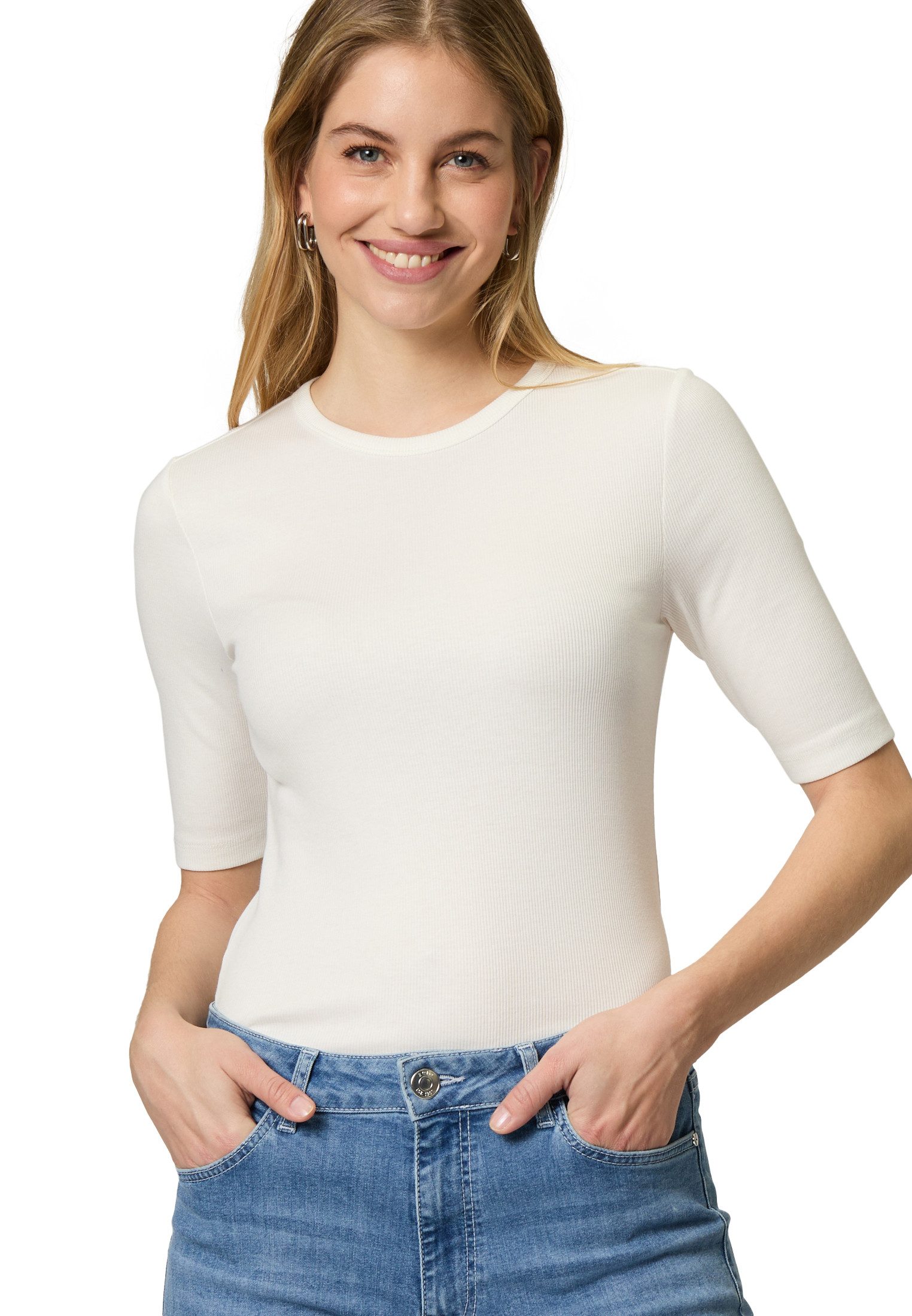Kurzarmshirt zero Basicshirt mit Rundhalsausschnitt