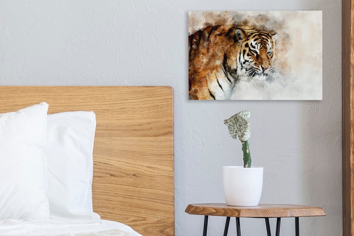 Wandbild OneMillionCanvasses® - (1 Tiger 30x20 Leinwandbilder, Gemälde, Leinwandbild Wanddeko, Aufhängefertig, Augen St), cm -