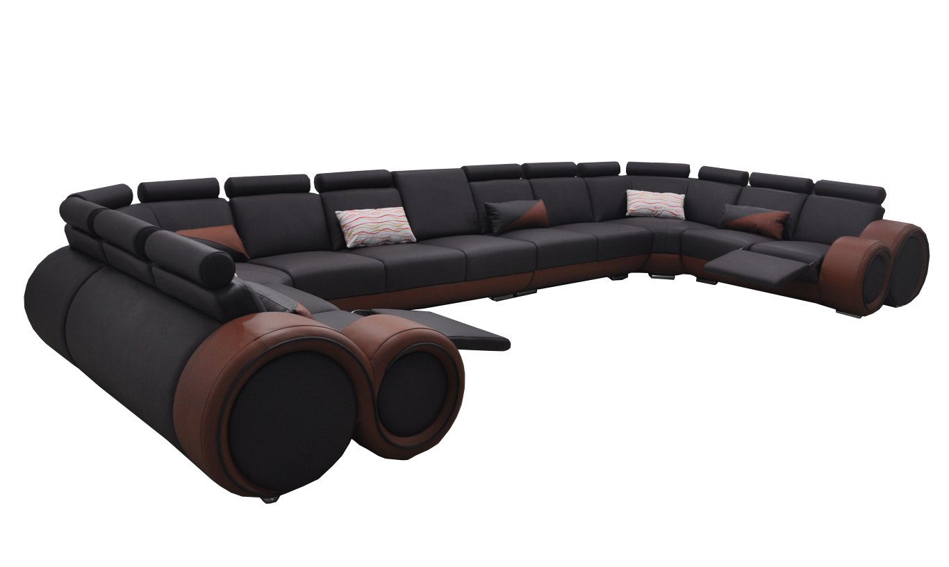 JVmoebel Ecksofa Couch Big Eck Sofa Leder Ecke Landschaft Polster Wohn U Form, Made in Europe