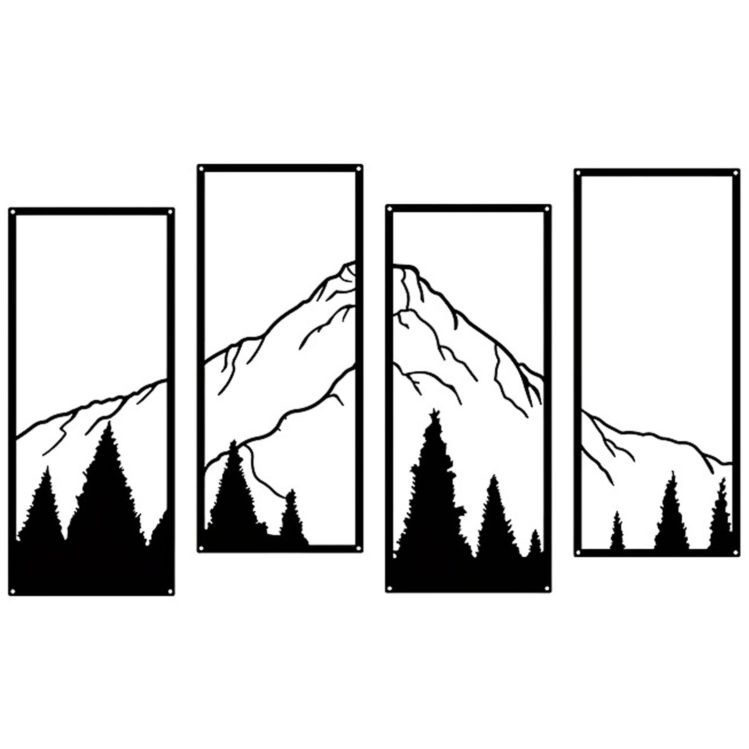 NUODWELL Wanddekoobjekt 4 Stück Metall Berg und Wald Wanddekorationen günstig online kaufen