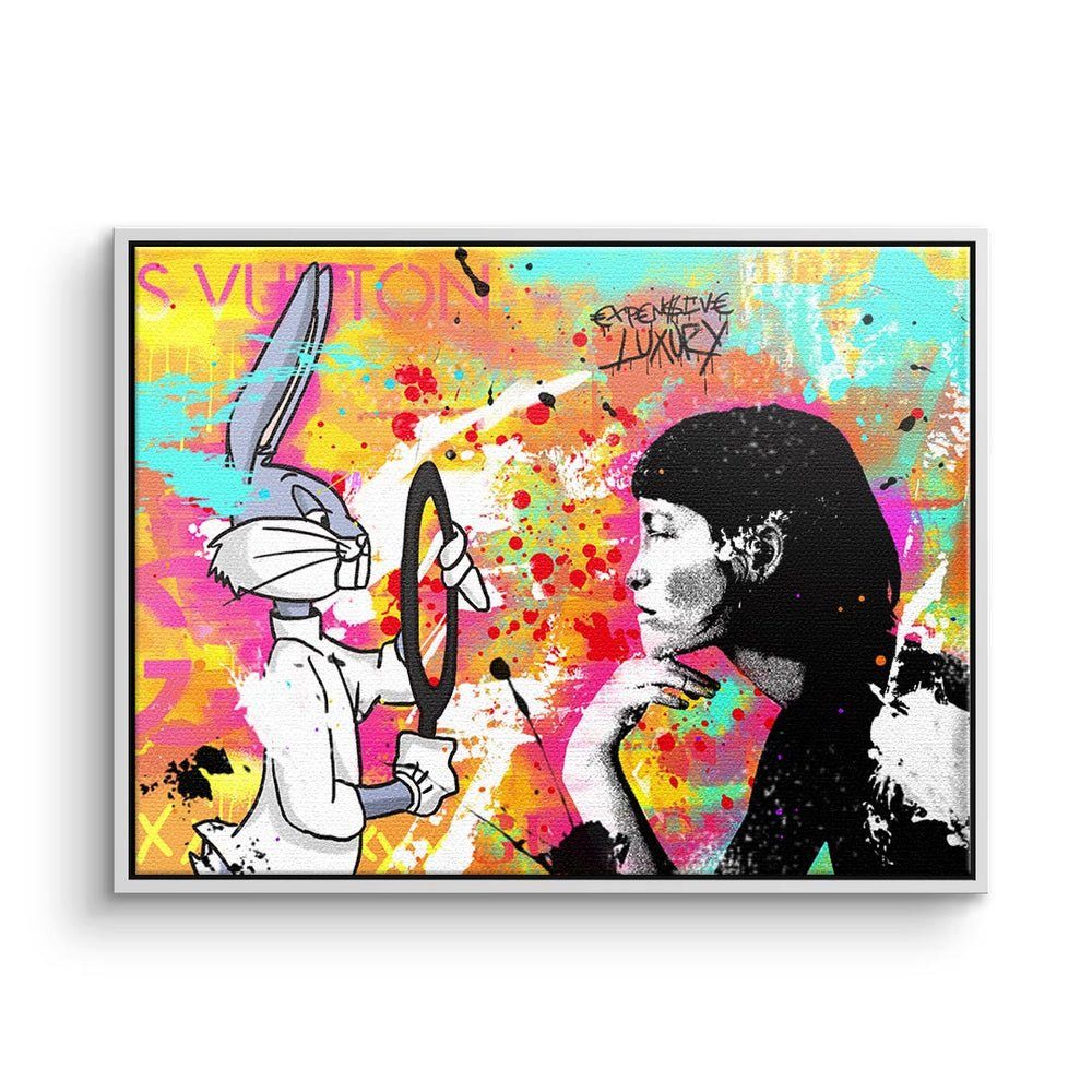 DOTCOMCANVAS® Leinwandbild, Leinwandbild Bugs Bunny Pop Art Comic orange beauty bunny weißer Rahmen