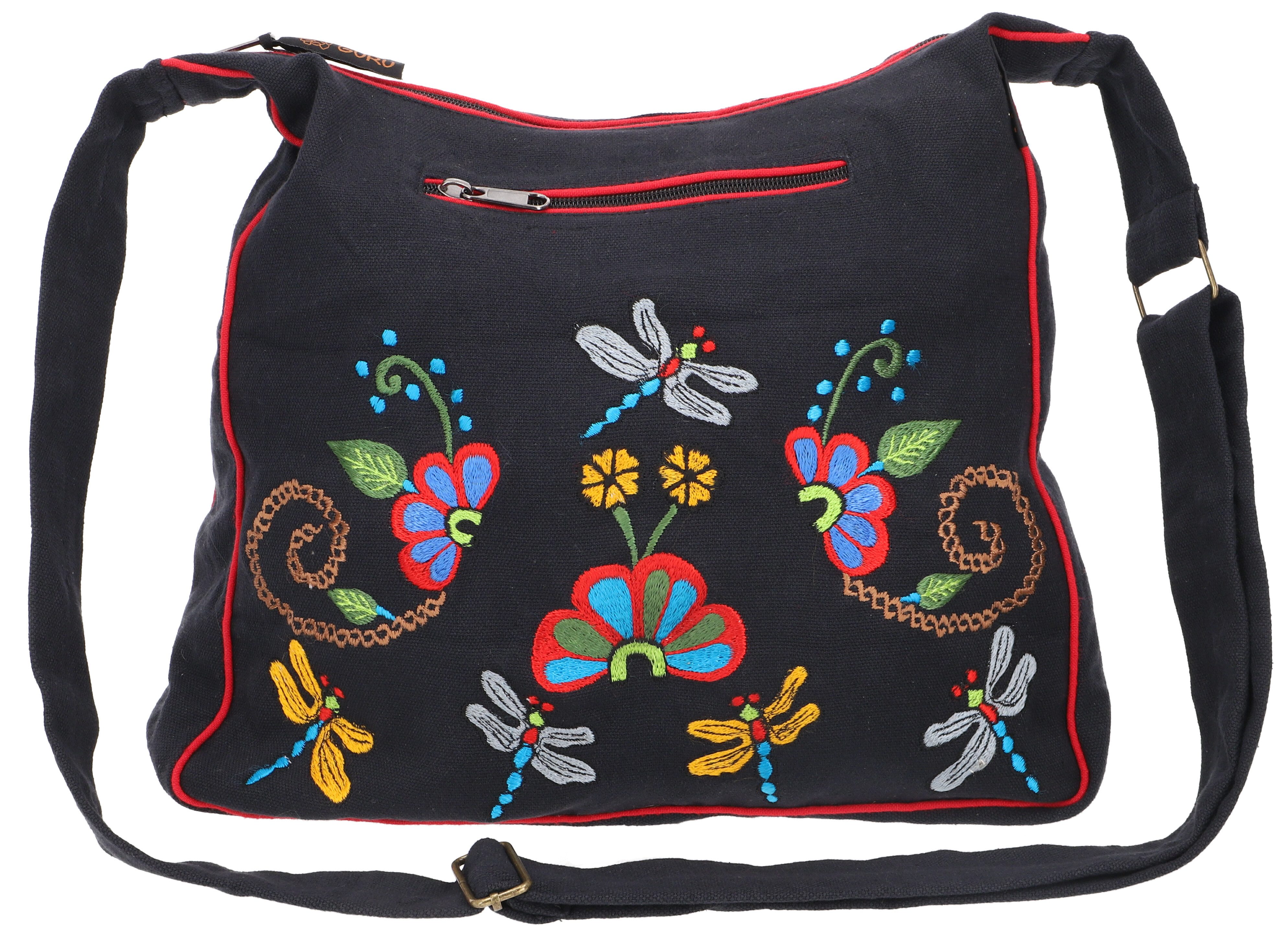 Guru-Shop Schultertasche Boho Schultertasche, bestickter Schulterbeutel..
