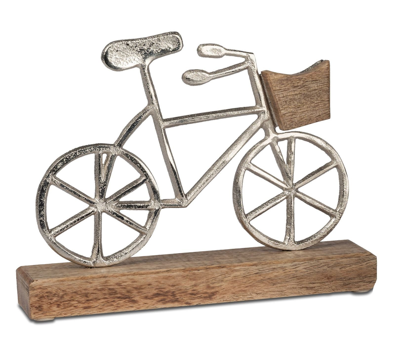formano Dekofigur Fahrrad Deko 2er Set Fahrrad aus Aluminium und Mangoholz 20x17cm