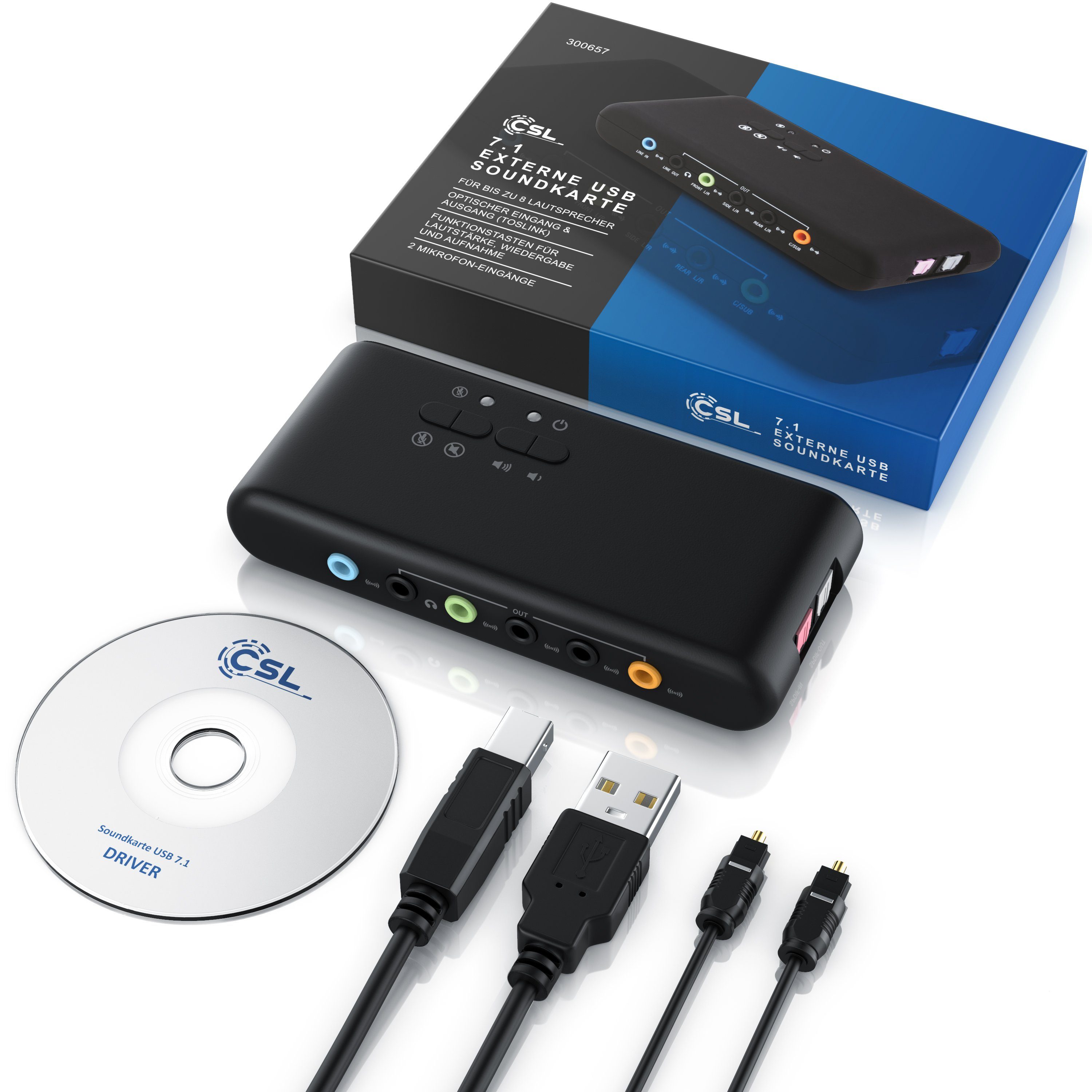 BIGtec USB Soundkarte 7.1 - Externer Soundadapter Mit 3,5mm Anschlüssen