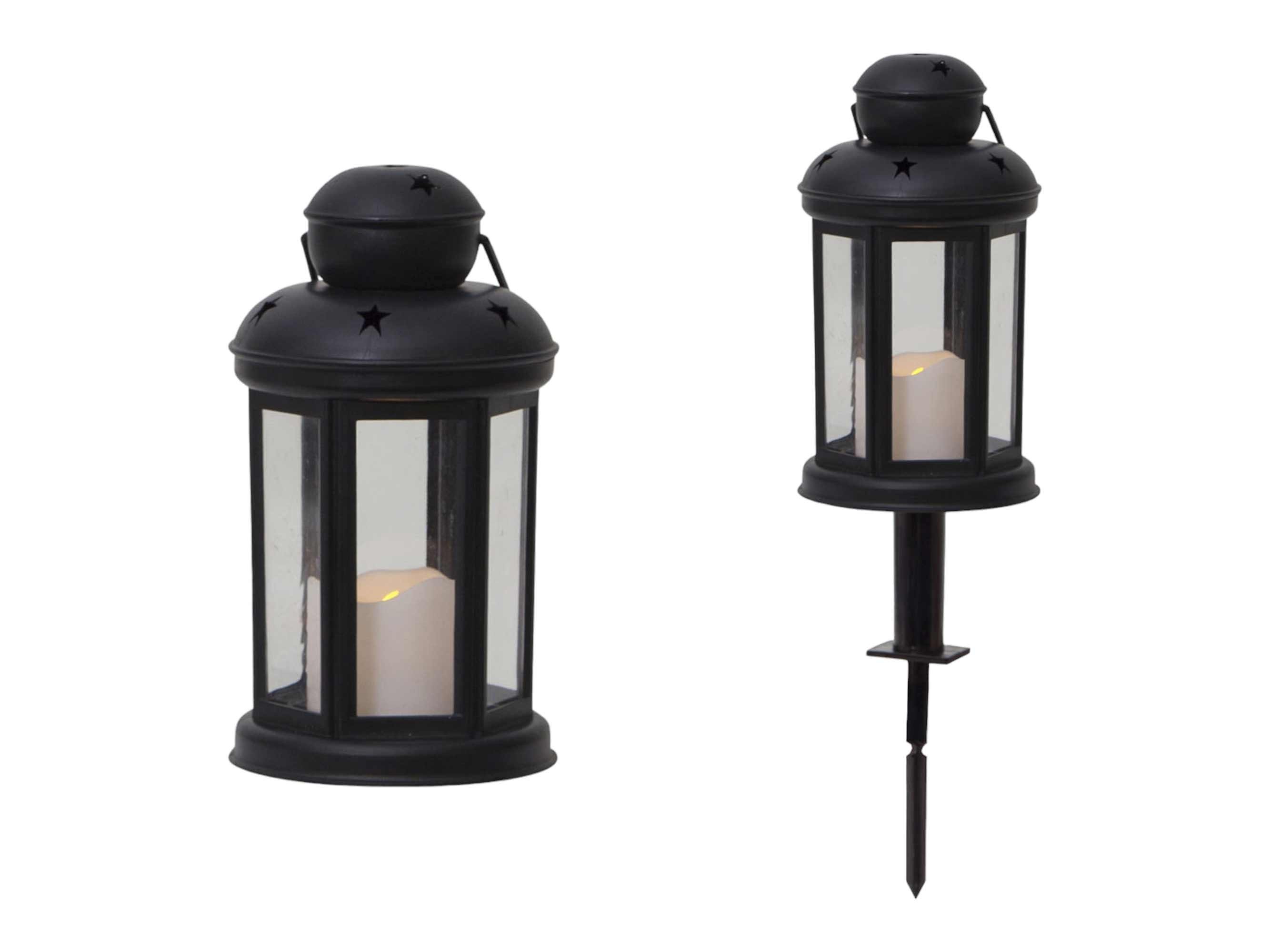STAR TRADING LED Laterne Serene, Ein-/Ausschalter, LED, gelb, schwarz mit Kerze 6/18h Timer 18cm outdoor
