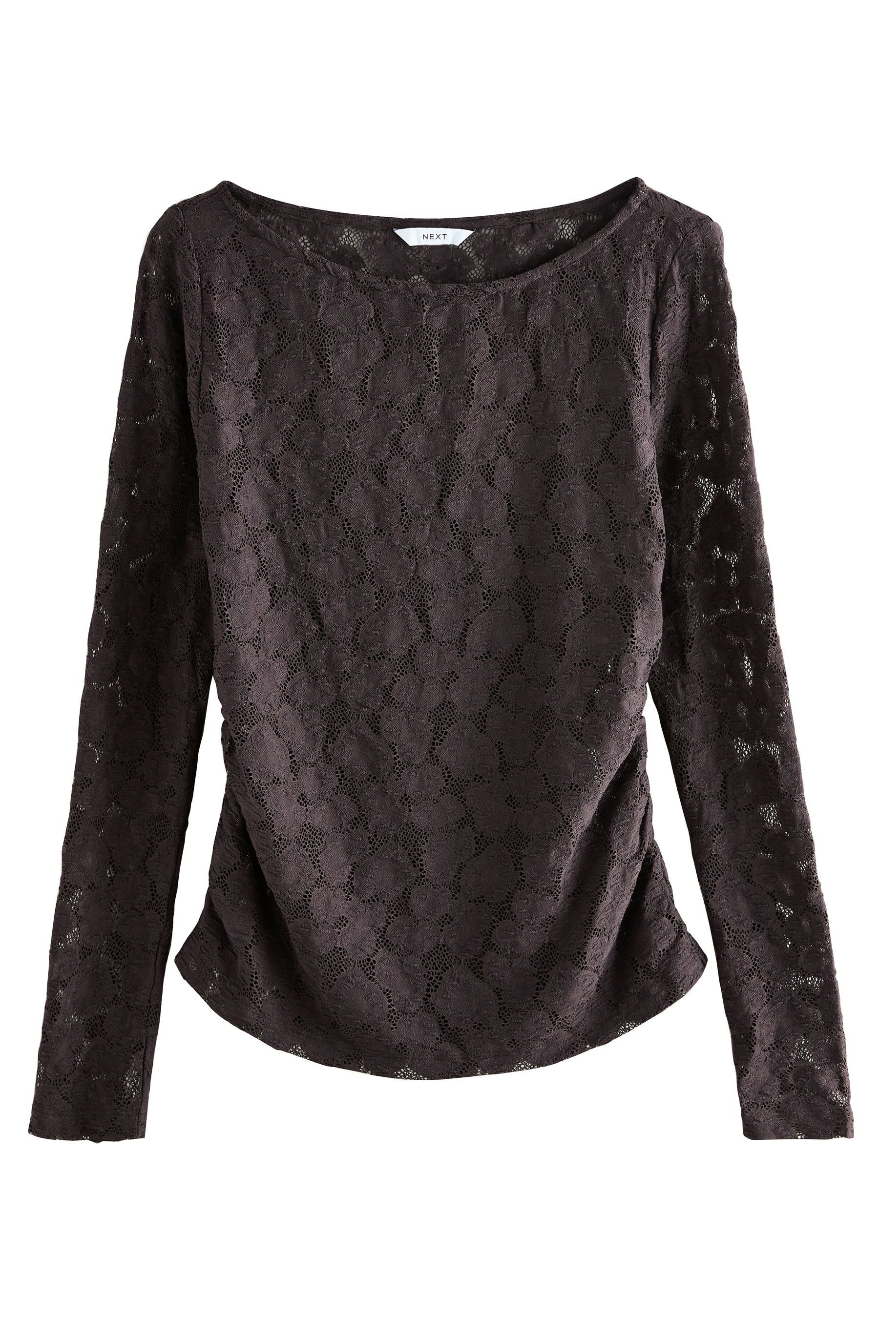 Next Langarmbluse Langarmoberteil mit U-Boot-Ausschnitt und Spitze (1-tlg) günstig online kaufen