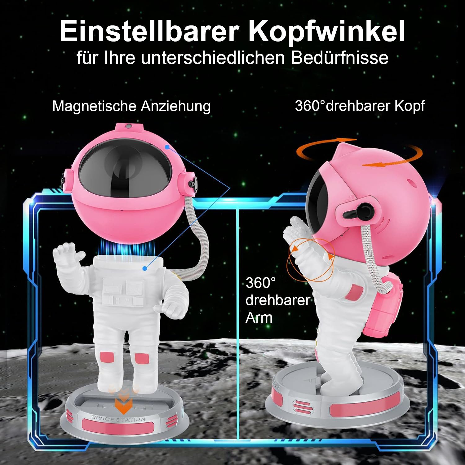 Rosnek LED Nachtlicht Upgraded, Timer, LED-Sternenhimmel für Baby Kinder Erwachsene, LED, 360° verstellbar