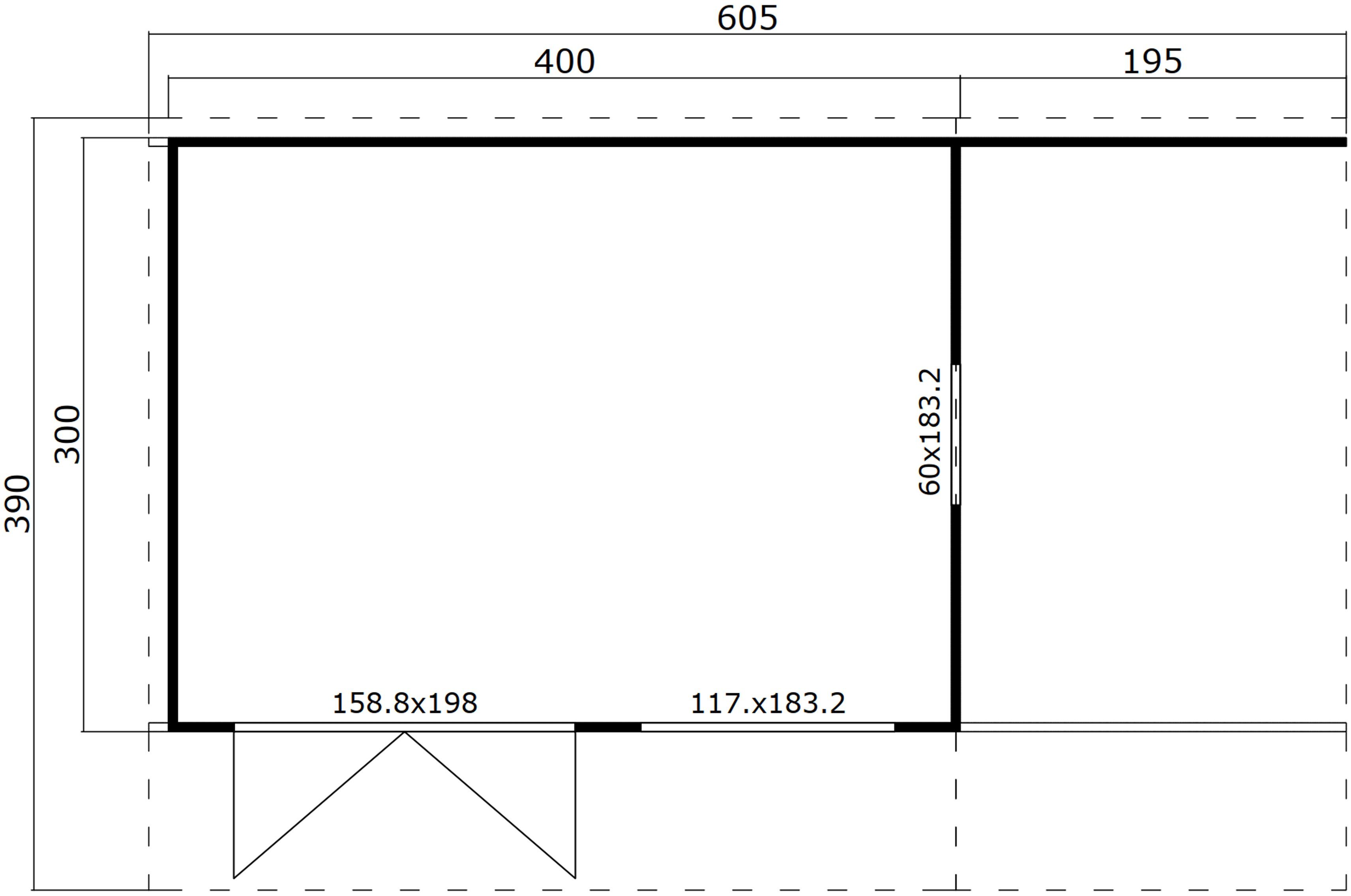 LASITA MAJA Gartenhaus DOMEO 7 LICHTGRAU/ANTHRAZIT, BxT: 605x390 cm, (Set), Fundamentmass 4000+1950 x 3000, Lichtgrau