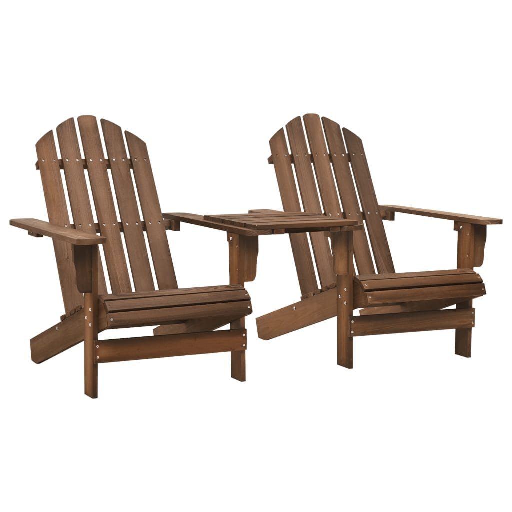 vidaXL Gartenstuhl Garten-Adirondack-Stühle mit Teetisch Massivholz Tanne Braun (1 St) Braun | Braun