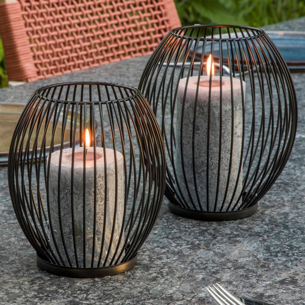 DOTMALL Kerzenhalter Windlicht Korb 2er-Set, Metall, für Stumpenkerzen Kerzenständer,oval