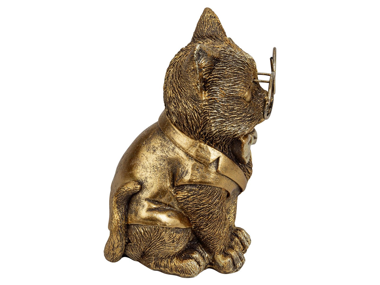 Mel-O-Design Dekofigur 1487 Lustige Katze in gold mit großer Brille (Stück, 1 St., 1), Blickfang