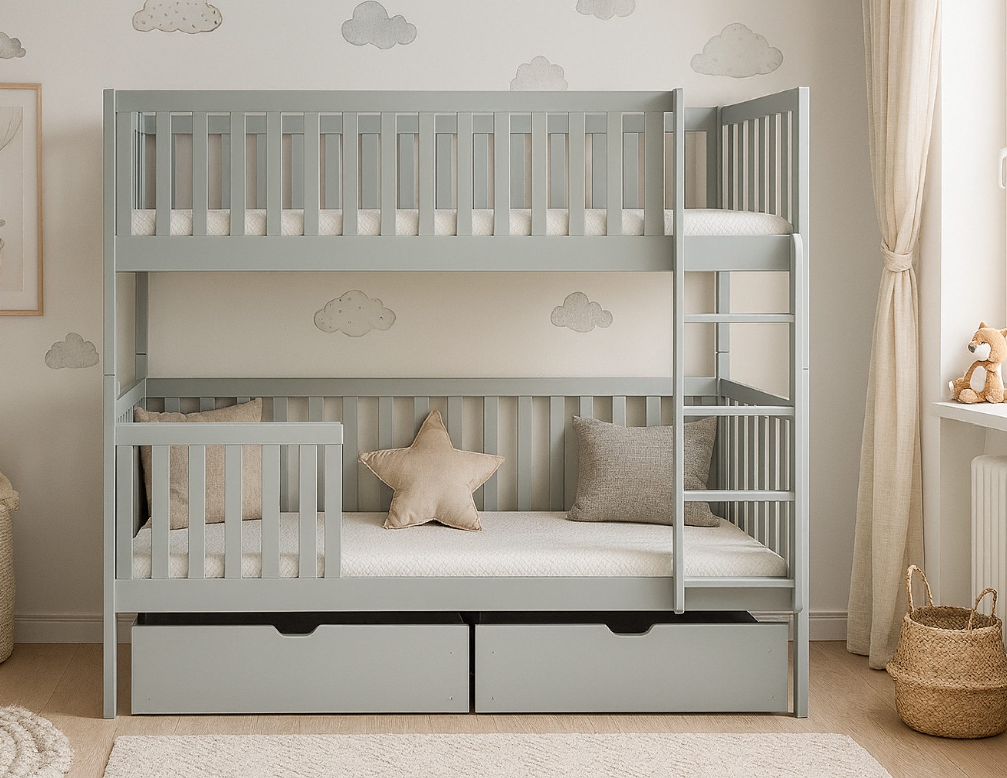 Deine Möbel 24 Etagenbett MANUEL Hochbett, Kinderbett für 2 Kinder 90x200 G günstig online kaufen