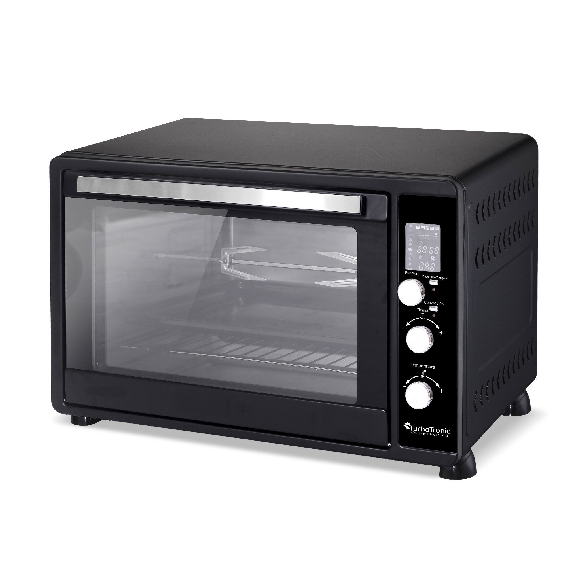 Kompakt mit Z-Line Digital Pizzaofen 2x Gitter TurboTronic 2000W Backblech L Umluft Camping Backofen Elektro, Minibackofen 45 by Mini Tisch Drehspieß