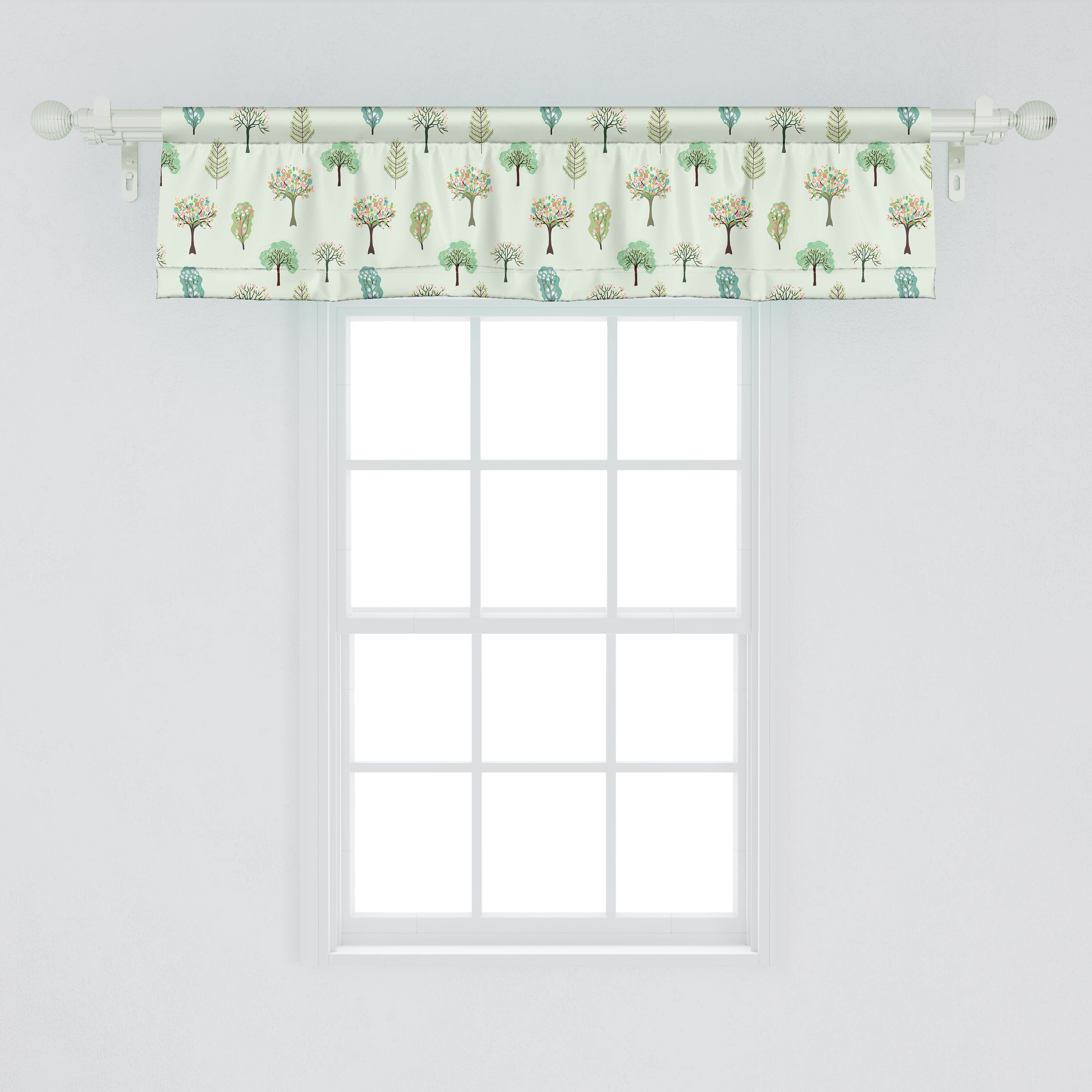 Volant Scheibengardine Schlafzimmer mit Wald Abakuhaus, Vorhang Stangentasche, für Microfaser, Küche Design Dekor Floral Bäume