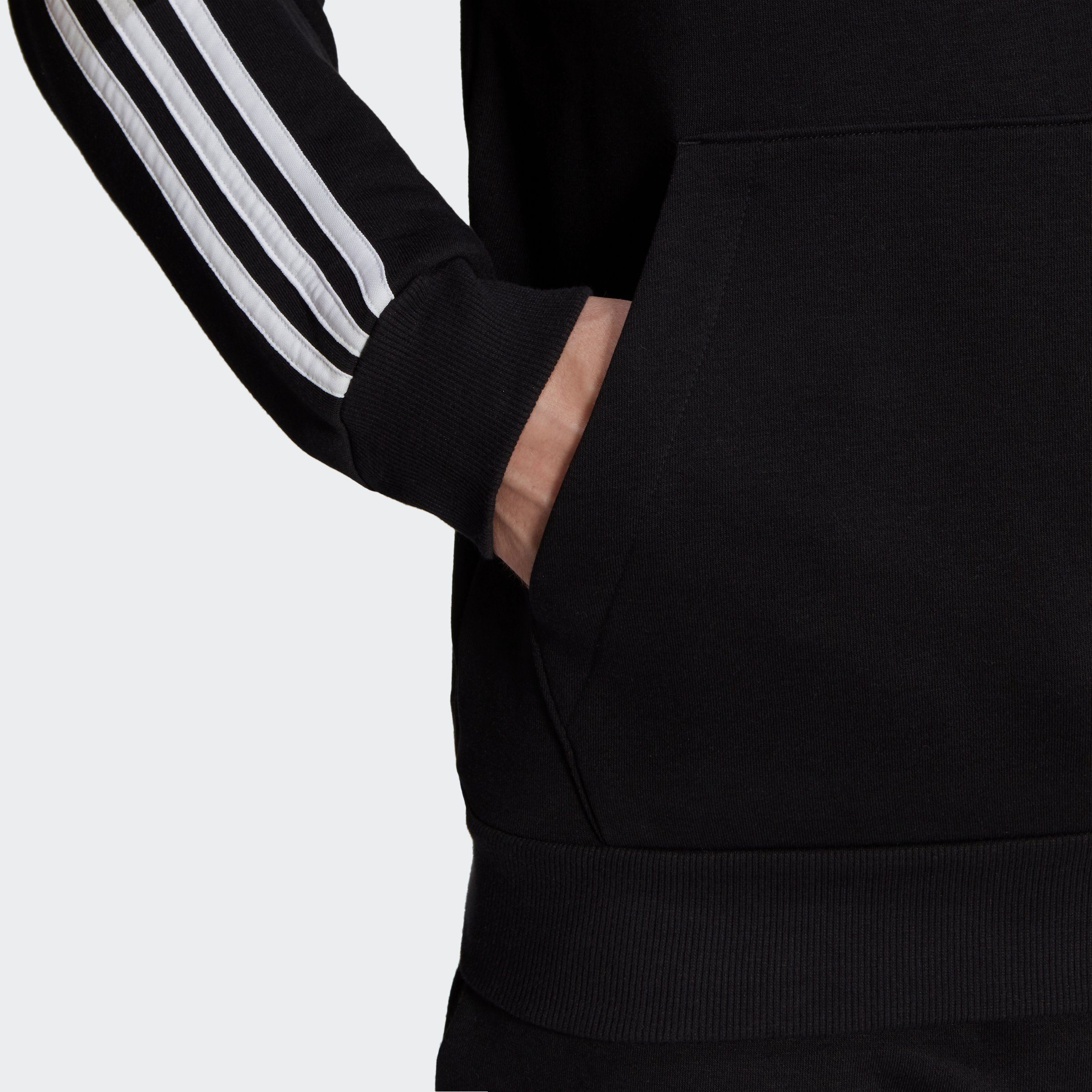 adidas Sportswear Sweatshirt ESSENTIALS FLEECE 3STREIFEN HOODIE Black White 