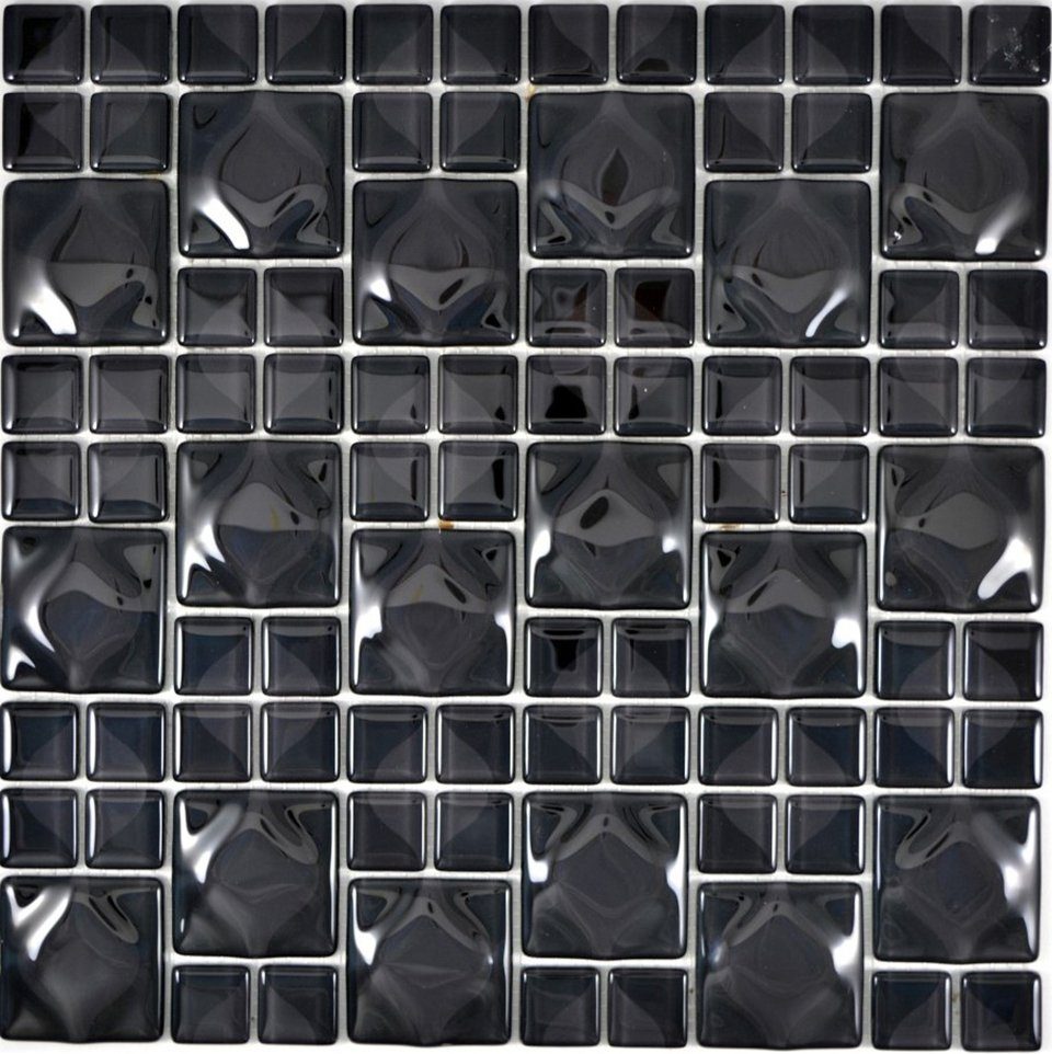 / Crystal Mosaik Glasmosaik schwarz 10 glänzend Matten Mosani Mosaikfliesen