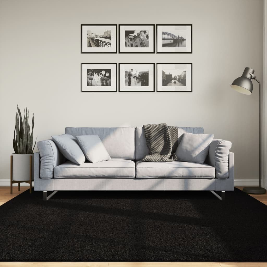 vidaXL Teppich Teppich HUARTE Kurzflor Weich und Waschbar Schwarz 200x200 cm, Quadrat, Höhe: 200 mm