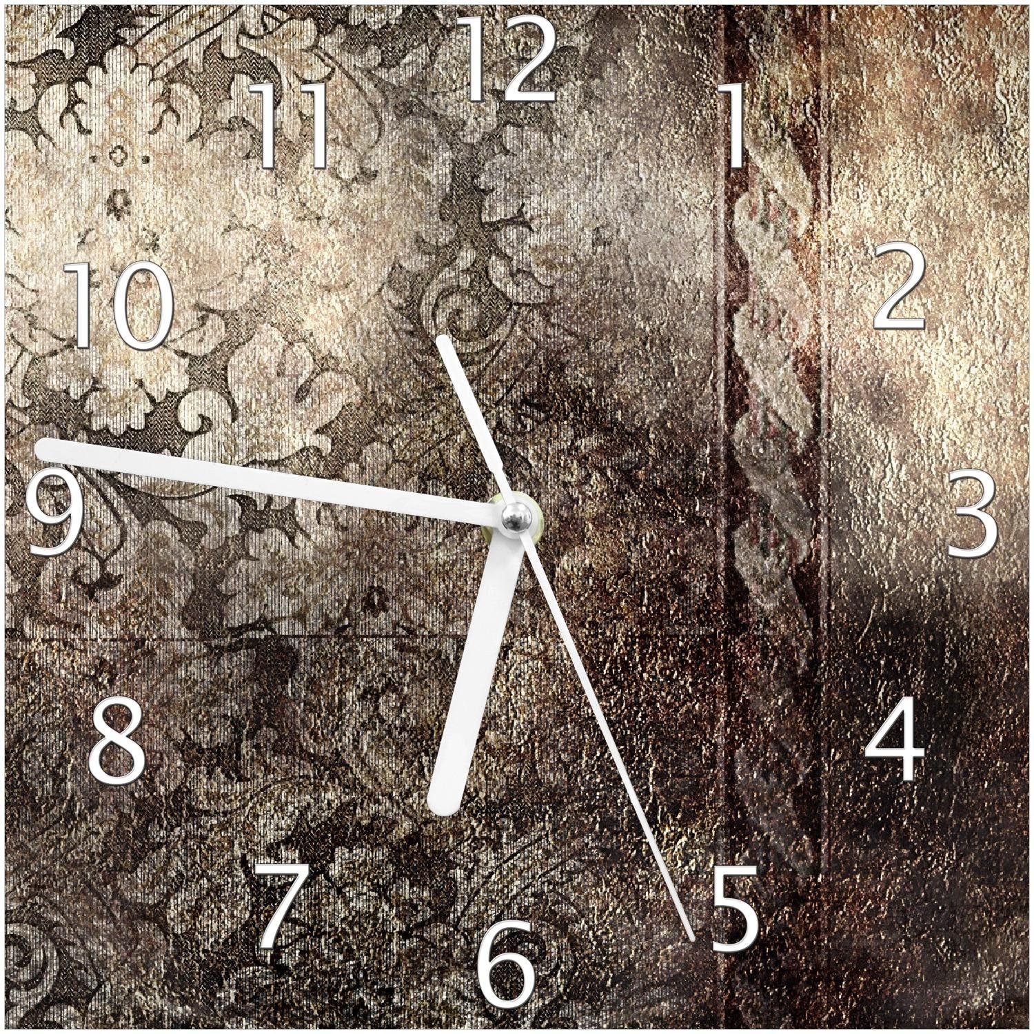 Wanduhr Schnörkelmuster in dunkelbraun