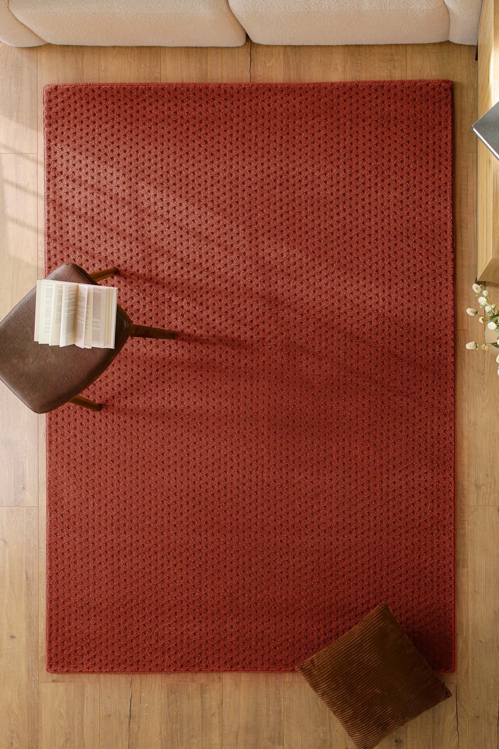 Wecon home Teppich Castello THREE, rechteckig, Höhe: 7 mm, Schurwolle, Kurzflor mit Hoch-Tief-Effekt, Wohnzimmer, Punktmuster