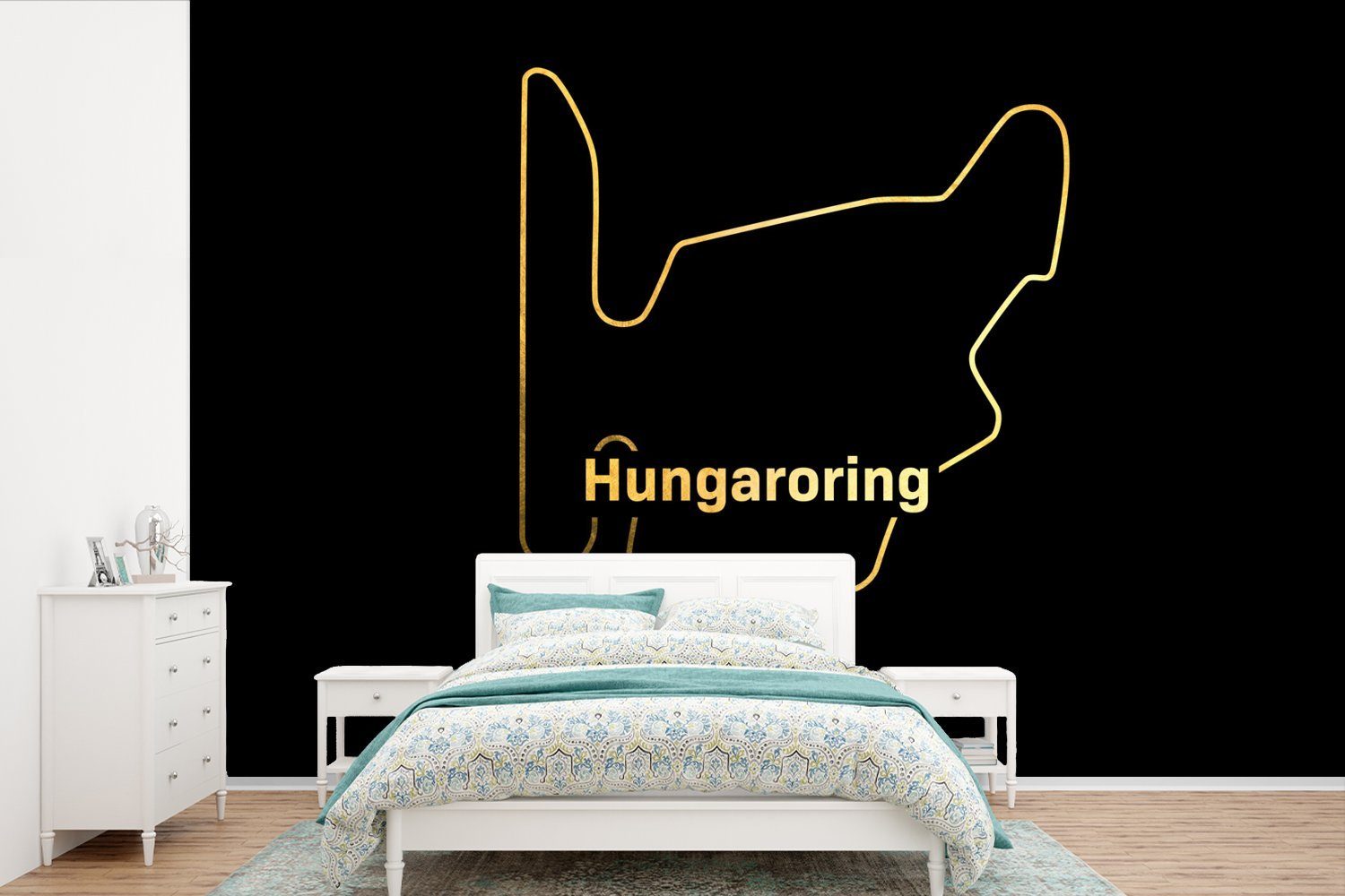 MuchoWow Fototapete Hungaroring - F1 - Rennstrecke, Matt, bedruckt, (6 St), Wallpaper für Wohnzimmer, Schlafzimmer, Kinderzimmer, Vinyl Tapete