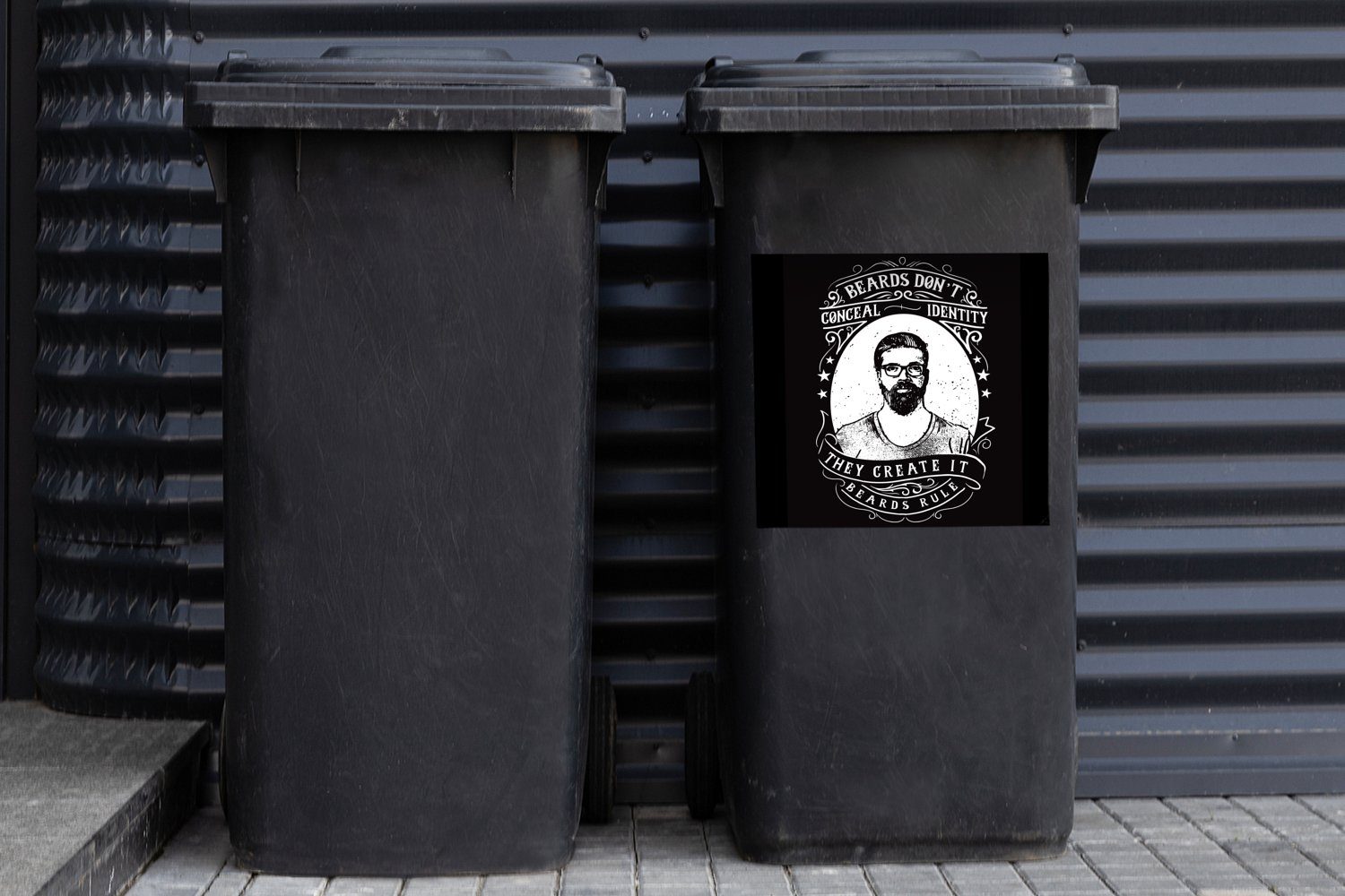 Bart Sticker, (1 - Männer - Mancave Container, Mülleimer-aufkleber, St), Mülltonne, MuchoWow Abfalbehälter Wandsticker Retro -