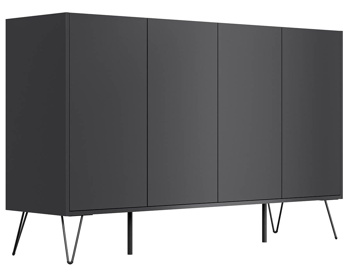 Posseik Waschtisch-Set Sideboard FAVIER 155 x 94cm, 4 Türen, grafit eiche-Top, (Sideboard, 1-St., Sideboard)