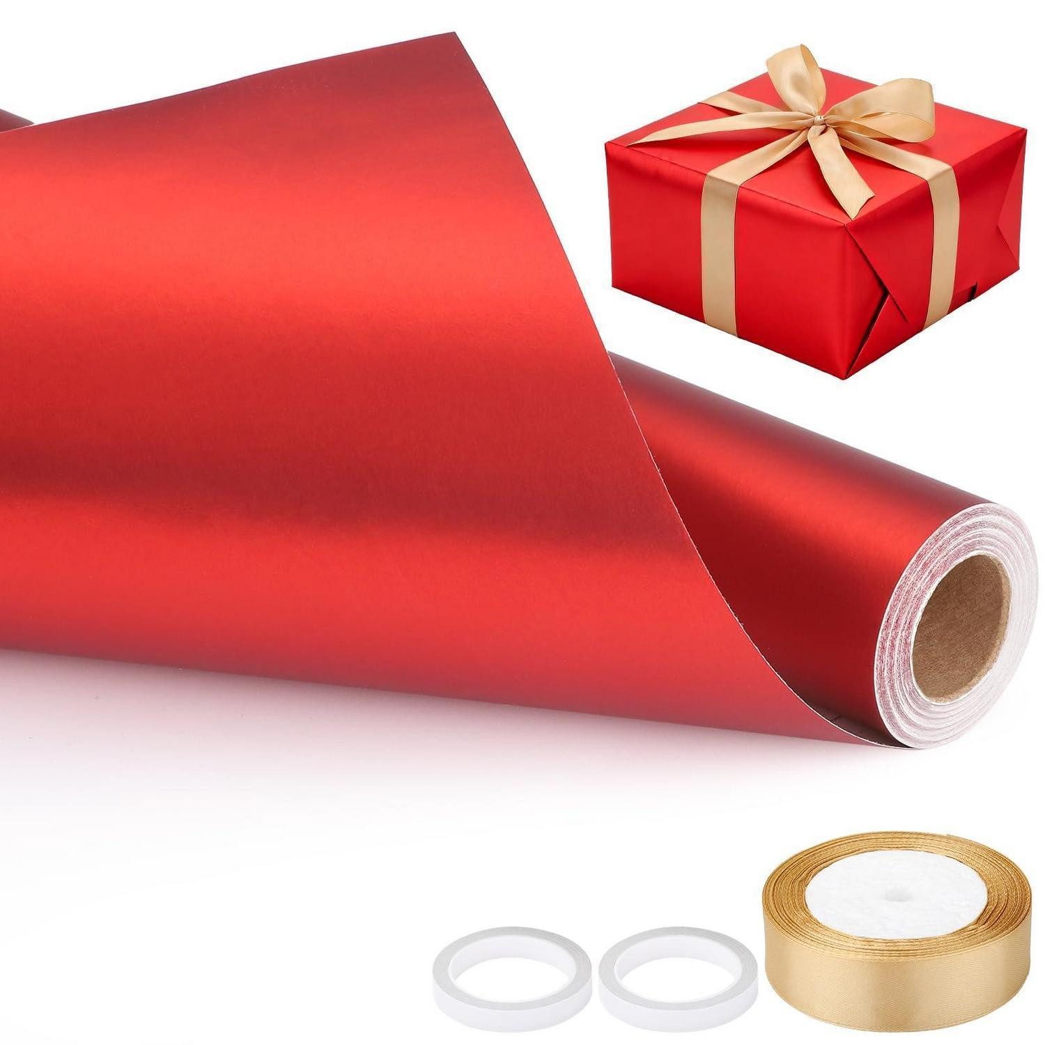 LuxusKollektion Geschenkpapier Geschenkpapier Rot Matt 43cm x 10m Set, (1St)