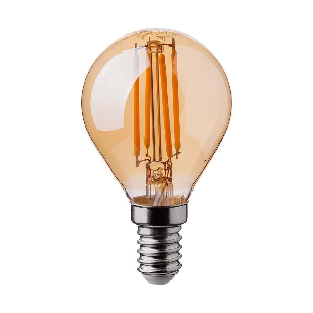 V-TAC 4 W E14 Edison LED Vintage Filament Glühbirne LED-Leuchtmittel, 1  St., Warmweiss, Mini Lampe getöntes Glas 350 Lumen warmes licht
