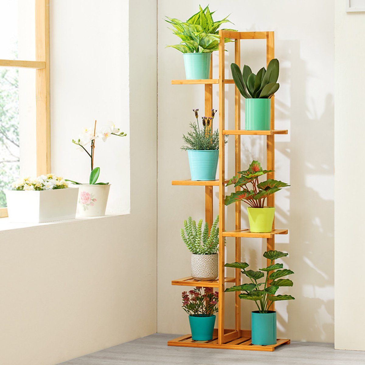 Insma Blumenständer, Blumenregal, Pflanzenlagerregal, Pflanzentreppe, 6