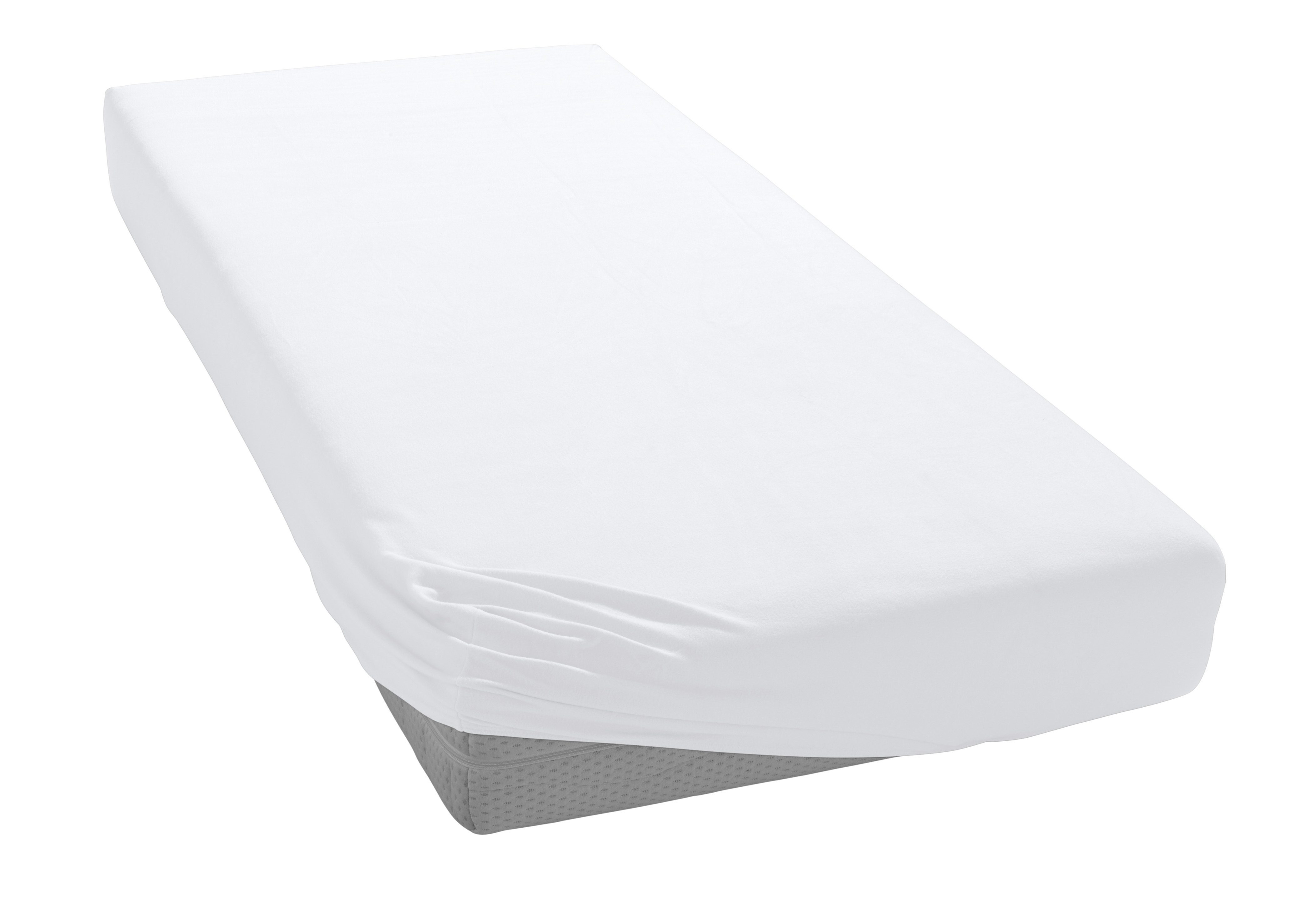 Elegante Spannbettlaken Mako-Jersey, Mako-Jersey, Gummizug: rundum, (1 Stück), in hochwertiger Qualität mit Elasthan-Anteil